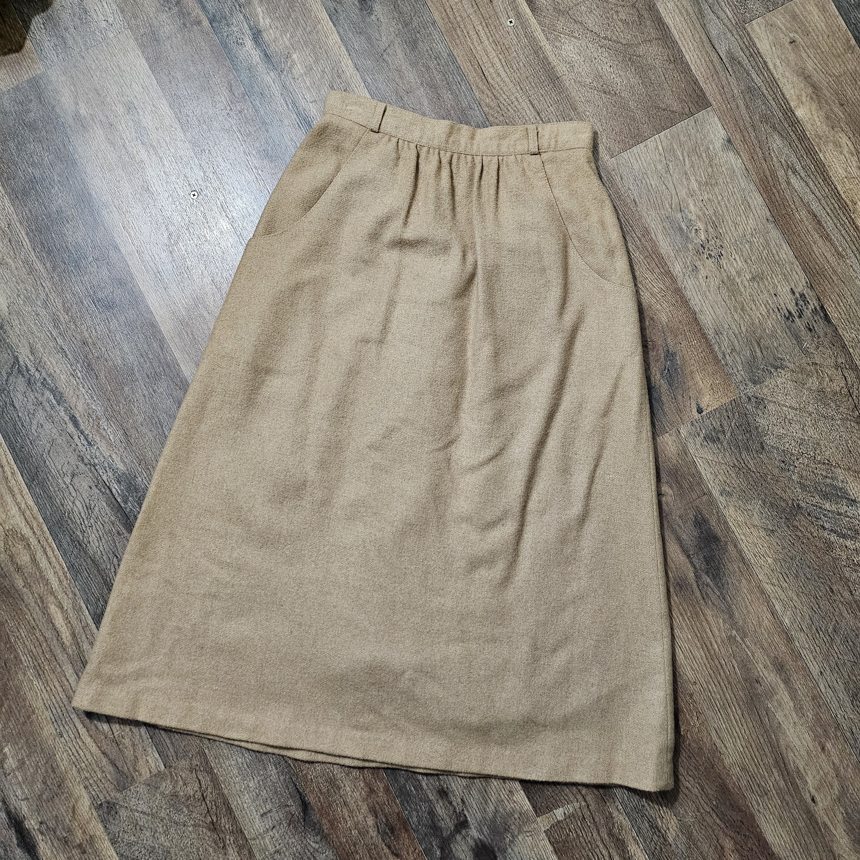 Vintage Vintage Regatta Sport wool midi skirt, tan, size 5 Size 23" - 3 Thumbnail