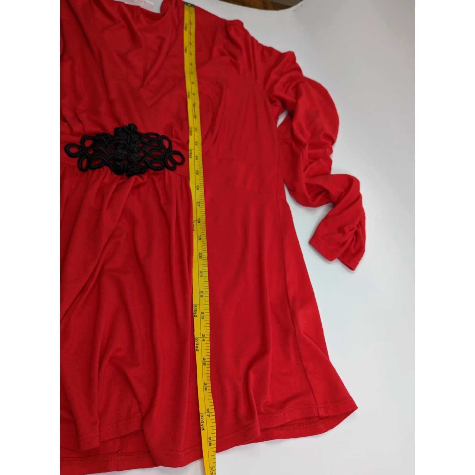 Soft Surroundings Soft Surroundings Tunic Shirt Womens XL Red V-Neck Long Sleeve Ruched Black Accent Size XL / US 12-14 / IT 48-50 - 7 Thumbnail