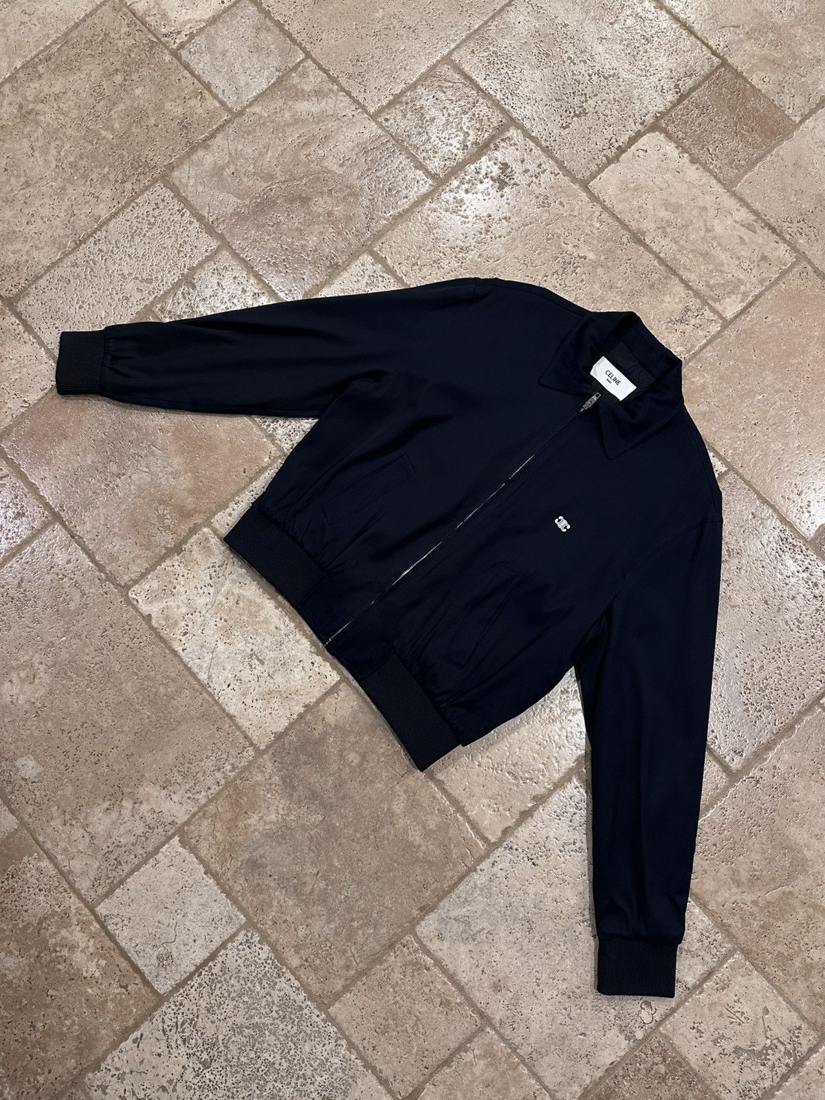 Celine Celine x Hedi Triomphe Logo Viscoe Navy Blouson Jacket Size US M / EU 48-50 / 2 - 3 Thumbnail