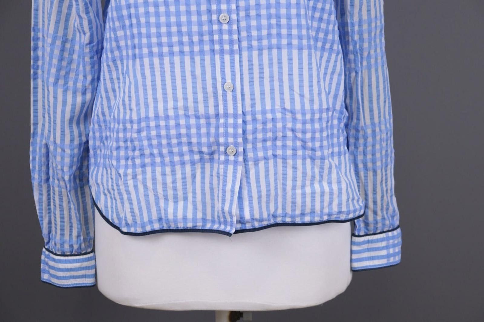 Gianni Valentino GANNI Blue Check Button Down Blouse Shirt Size 36 Size M / US 6-8 / IT 42-44 - 2 Thumbnail