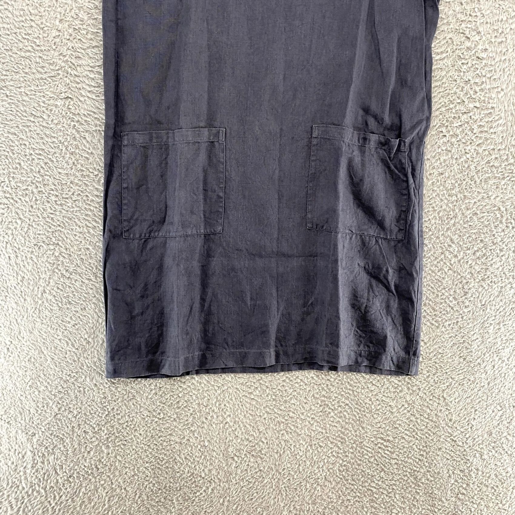 Vintage Not Perfect Linen Dress Womens One Size Blue Linen Shift Pockets Lagenlook Size ONE SIZE - 3 Thumbnail