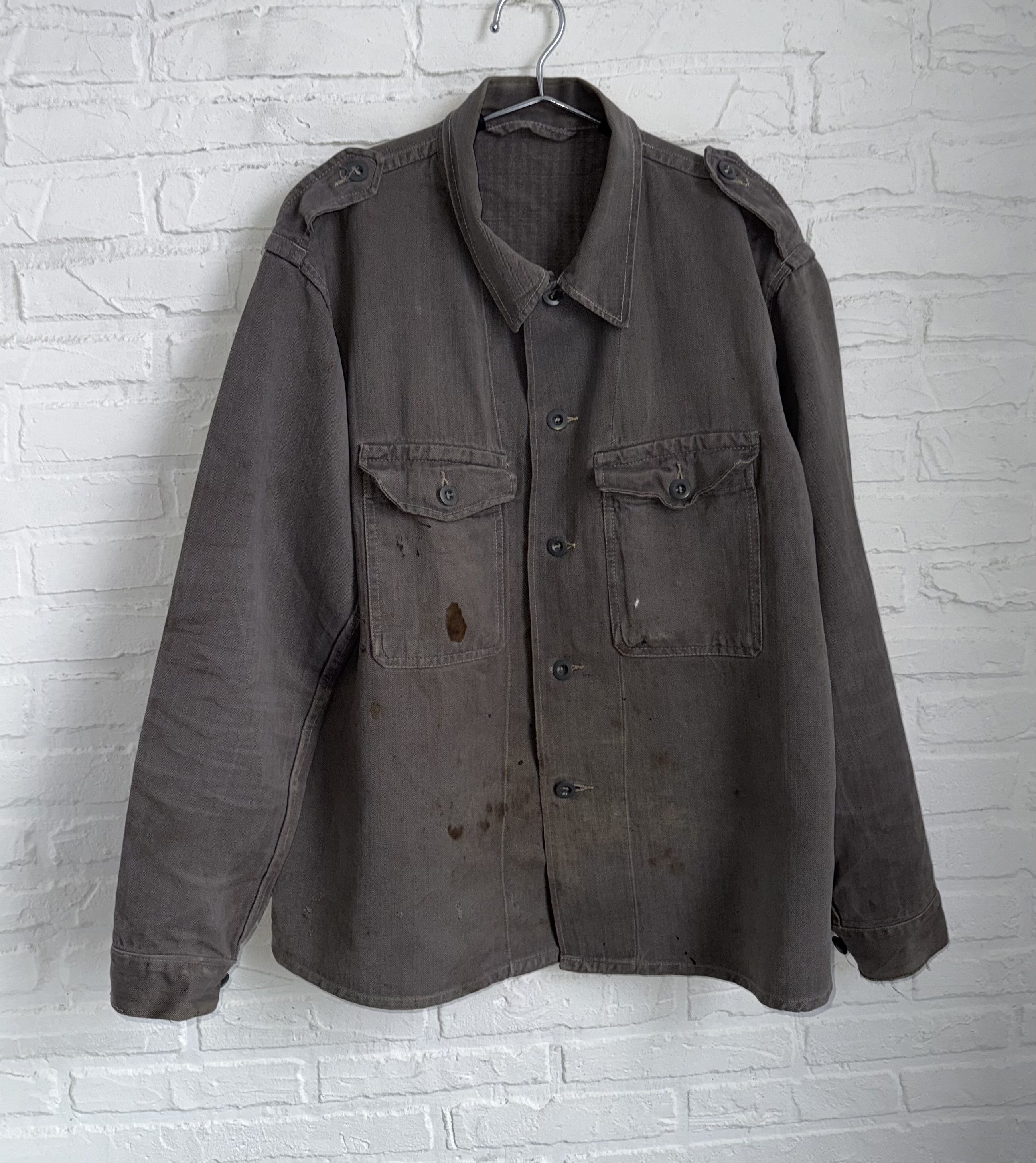 Vintage RARE 1930s 1940s Brown Moleskin French Chore Jacket Size US L / EU 52-54 / 3 - 1 Thumbnail