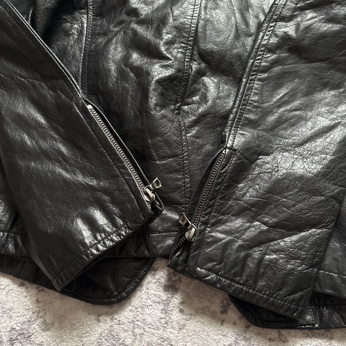 Tornado Mart Tornado Mart Leather Blazer Suit Jacket Black | Size L Size 44R - 7 Thumbnail