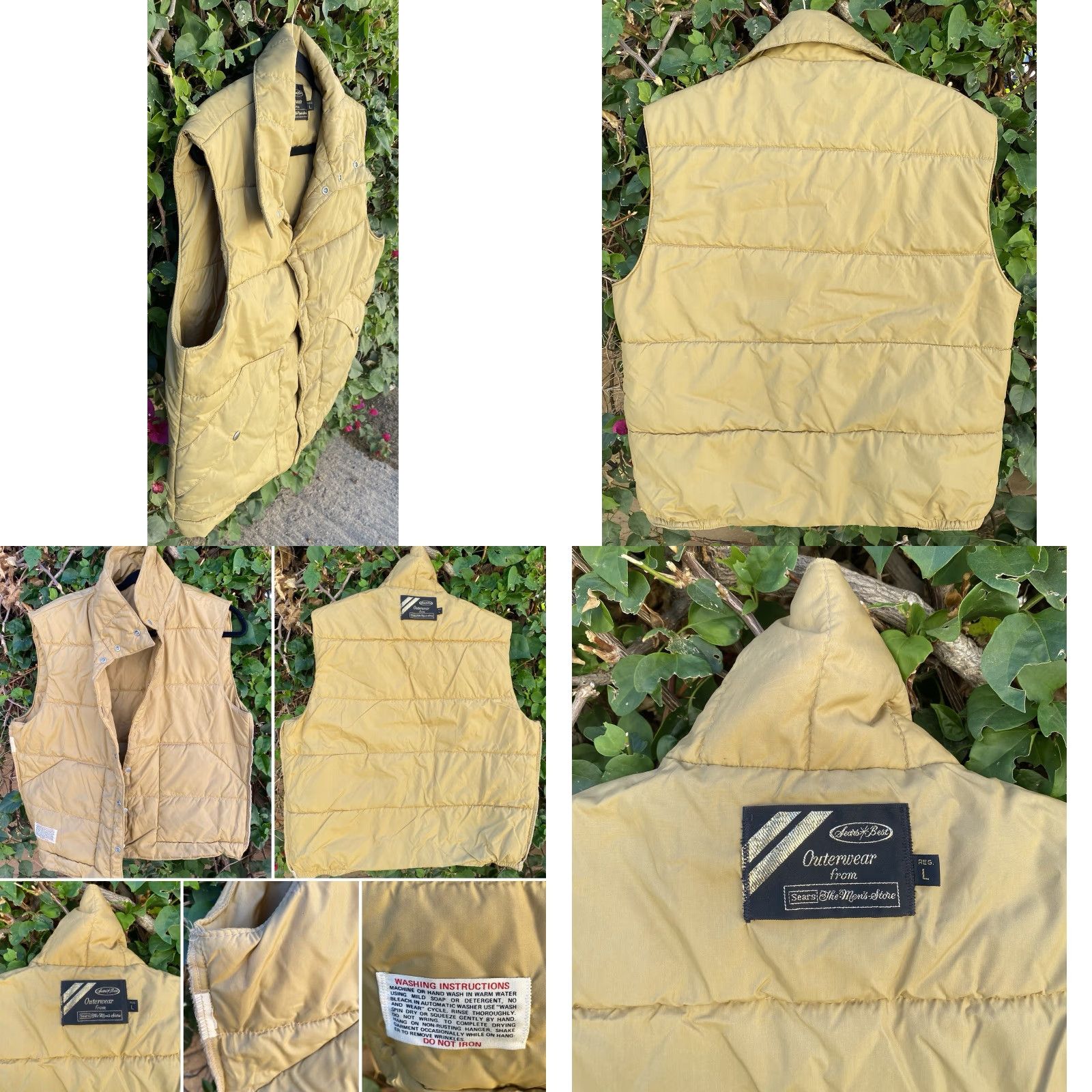 Sears VINTAGE Sears Best Puffer Vest Outdoor Quilted Workwear Beige L Mens 70s Reg Size US L / EU 52-54 / 3 - 11 Thumbnail