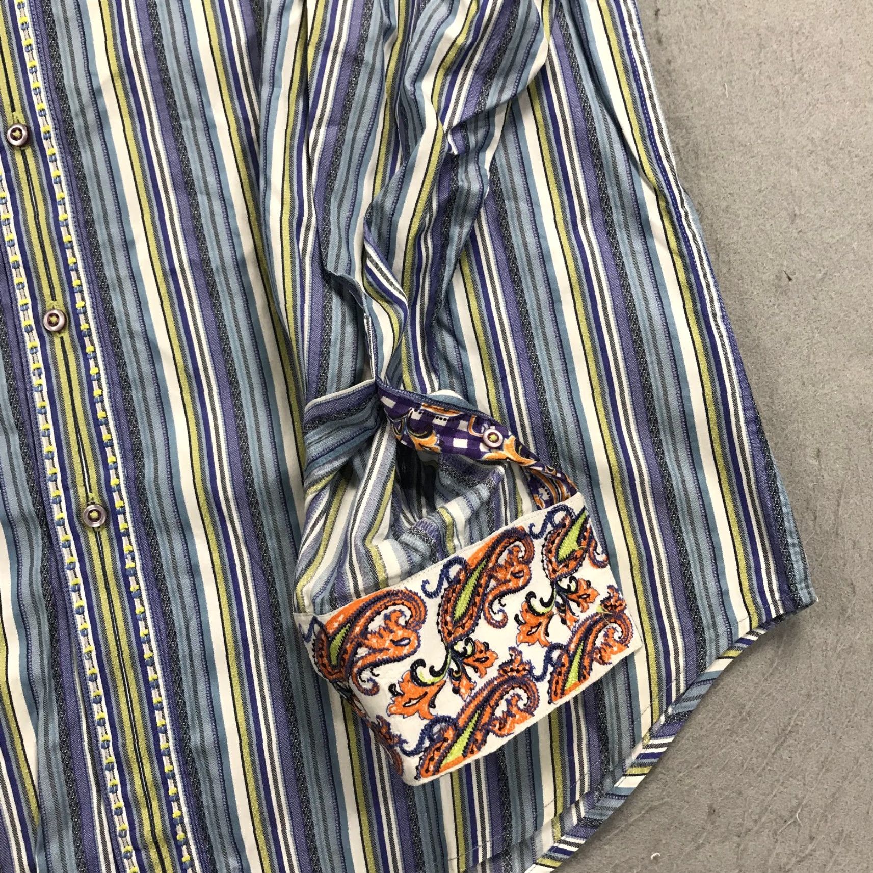 Robert Graham Robert Graham Shirt Mens Large Blue Purple Abstract Loud Flip Cuff Party Cotton Size US L / EU 52-54 / 3 - 3 Thumbnail