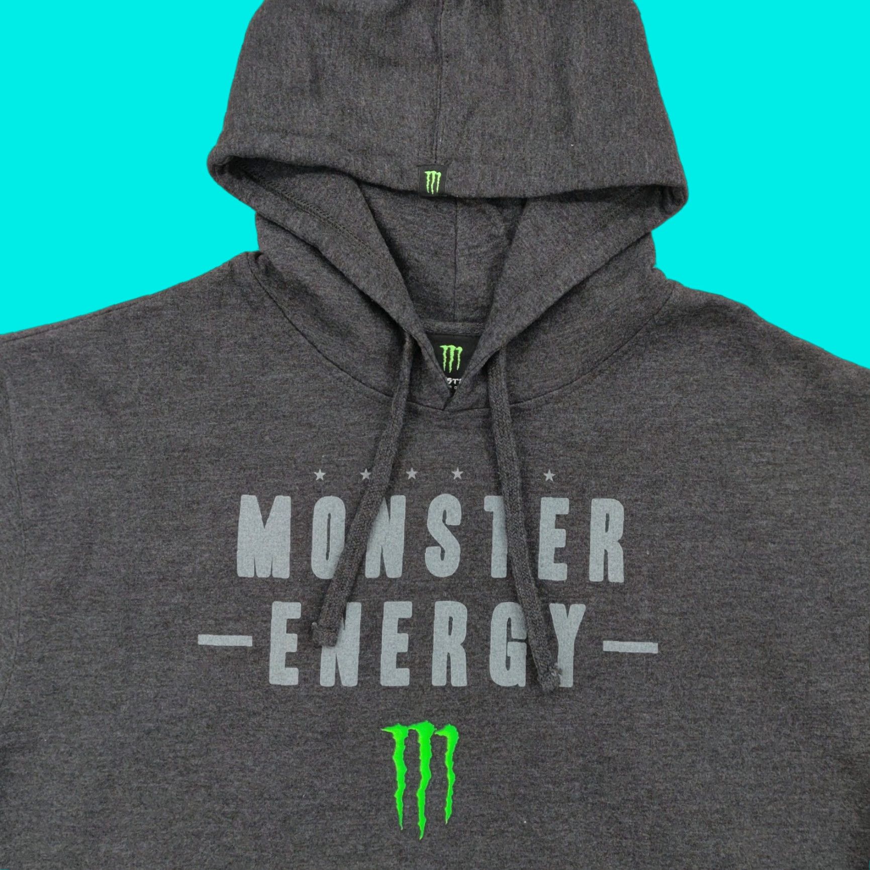 Vintage VINTAGE Monster Energy Hoodie Mens L Gray Pullover Sweatshirt Y2K Logo Hooded Graphic Print Pockets Regular Size US L / EU 52-54 / 3 - 1 Thumbnail