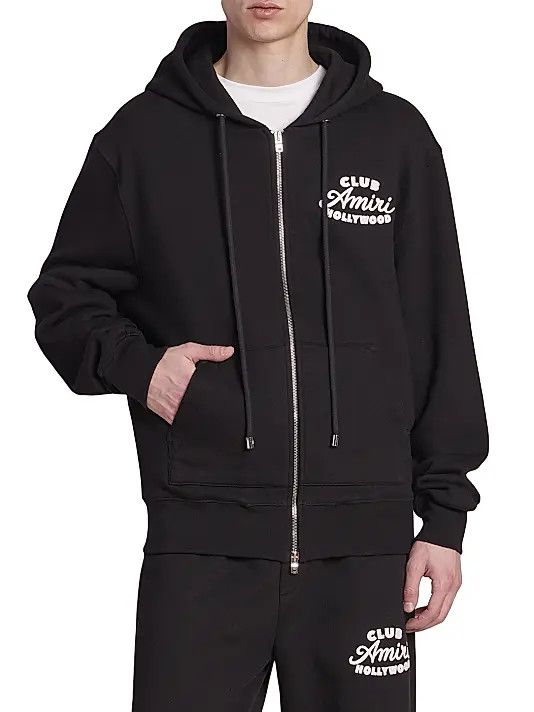 Amiri os11x1225 Club Zip-Up Hoodie in Black Size US L / EU 52-54 / 3 - 3 Thumbnail