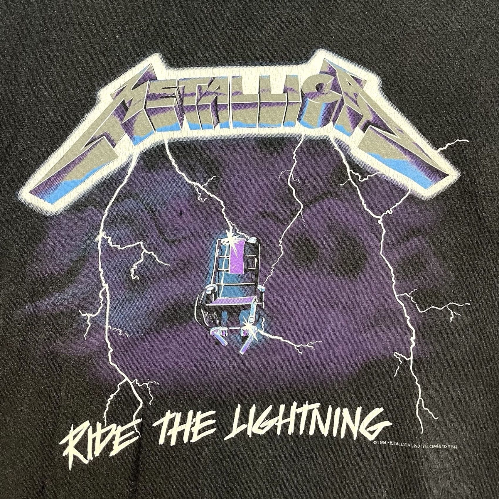 Vintage VINTAGE 1994 Metallica Ride the Lightning T-Shirt VTG 90s Faded Black Large Shirt Men L Black Graphic Print Crew Neck Short Sleeve Band Music 90s Mens Size US L / EU 52-54 / 3 - 2 Thumbnail