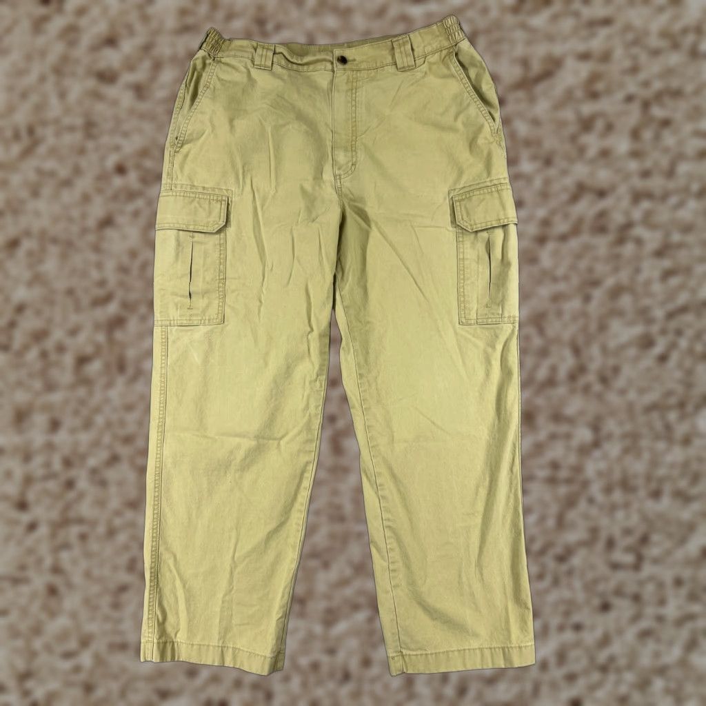 Vintage L.L. Bean Pants Mens 36 Yellow Cargo Flat Front 100% Cotton Outdoor Hiking Camping Size US 36 / EU 52 - 1 Thumbnail