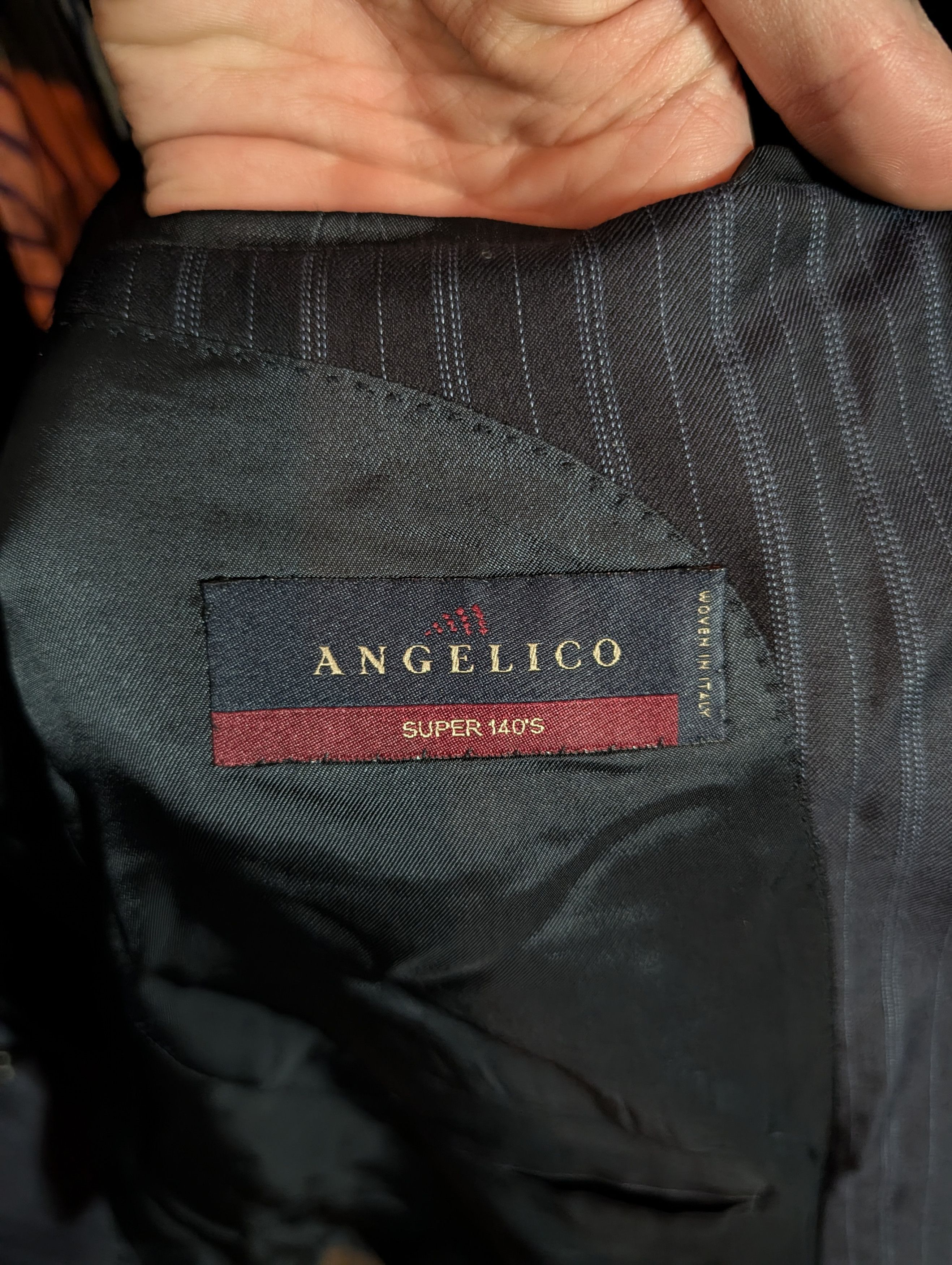 Piattelli Angelico Super 140s wool navy pinstriped Barney's suit Size 42L - 12 Thumbnail