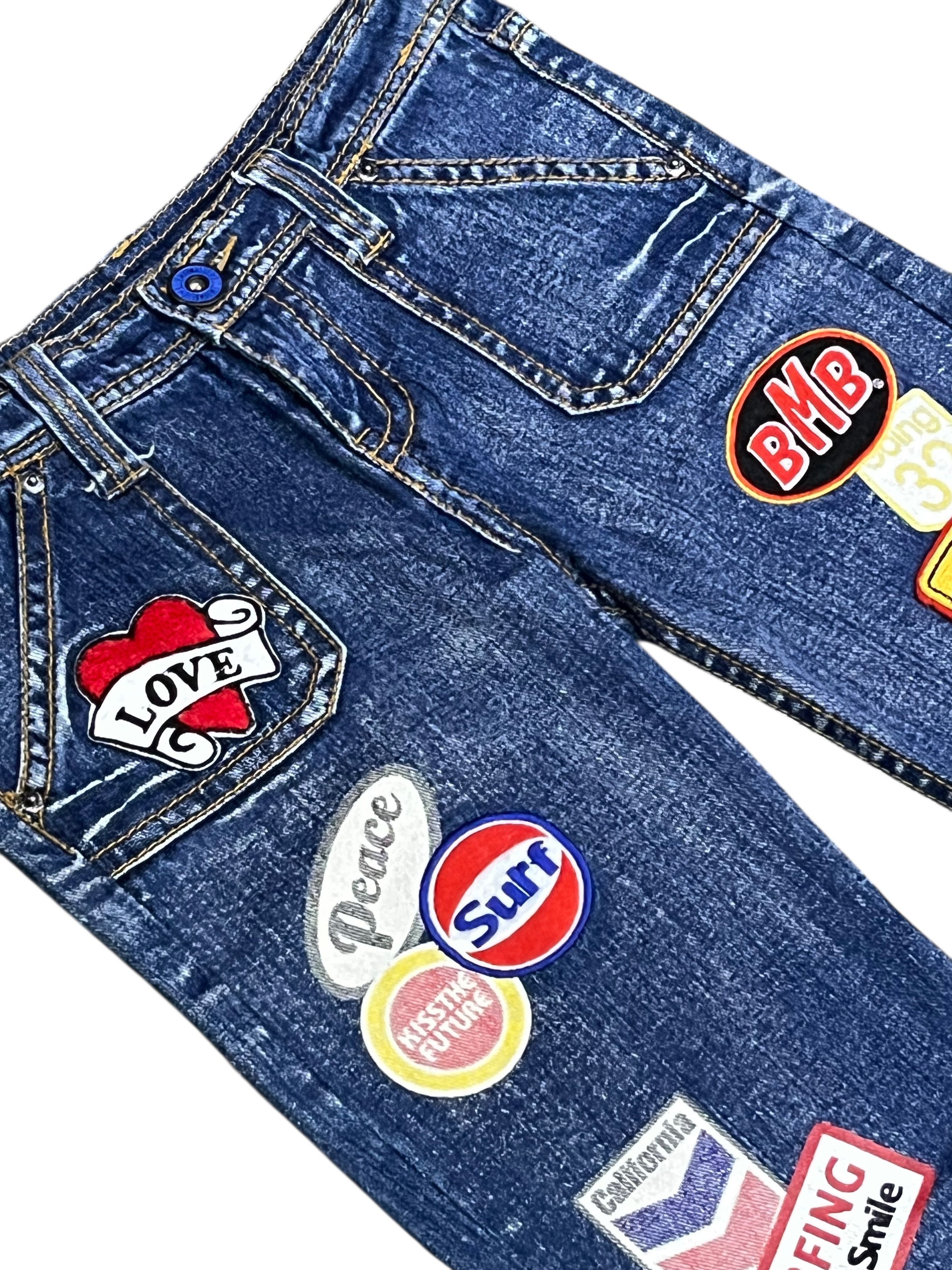 Japanese Brand 🏄Vtg BMB California Beach Surf Multi Patches Printed Denim Size US 30 / EU 46 - 6 Thumbnail
