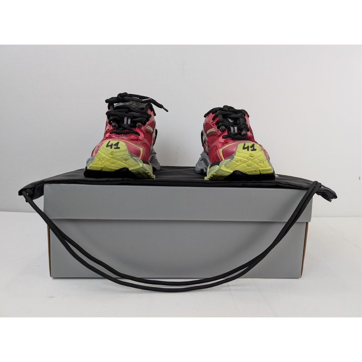 Balenciaga o1rshd1 Mesh Rubber Runner in Red/Yellow/Grey/Black Size US 8 / EU 41 - 18 Thumbnail