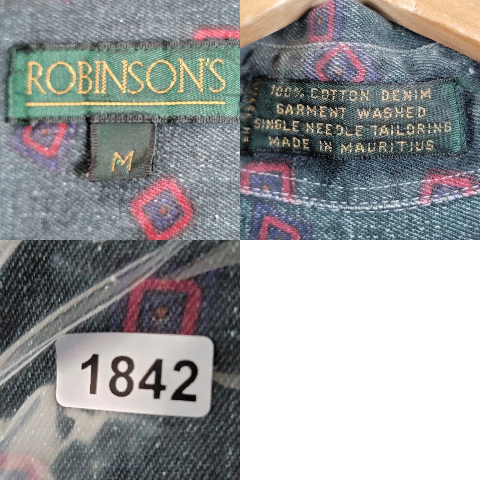 Vintage VINTAGE Robinson's Green Men's Shirt Button-Up Long Sleeve Medium Regular Cotton Geometric Vintage Classic Mens Shirt Size US M / EU 48-50 / 2 - 9 Thumbnail