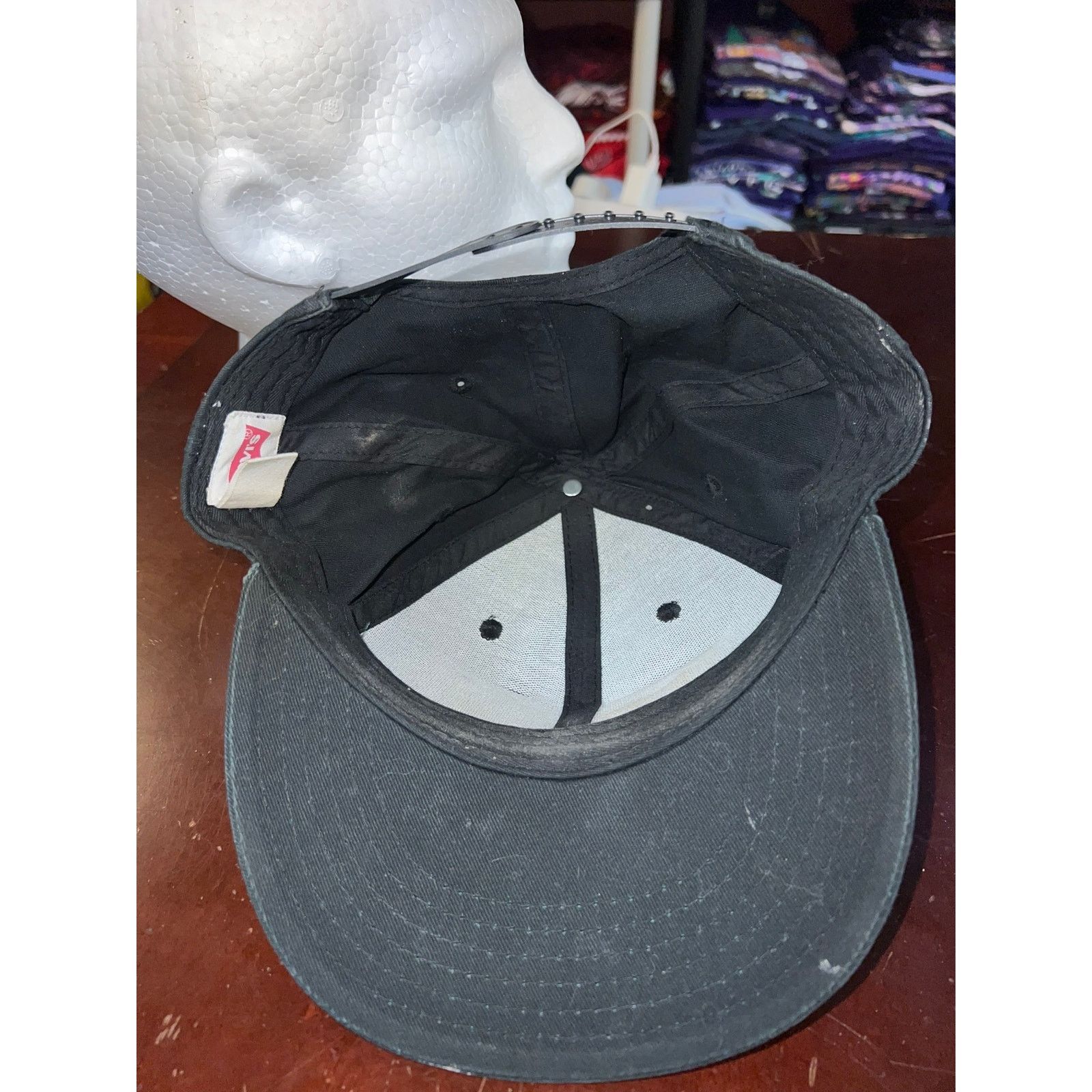 Levi's Levis Hat Snapback Black Logo Emblem Stained Cap OS Size ONE SIZE - 7 Thumbnail