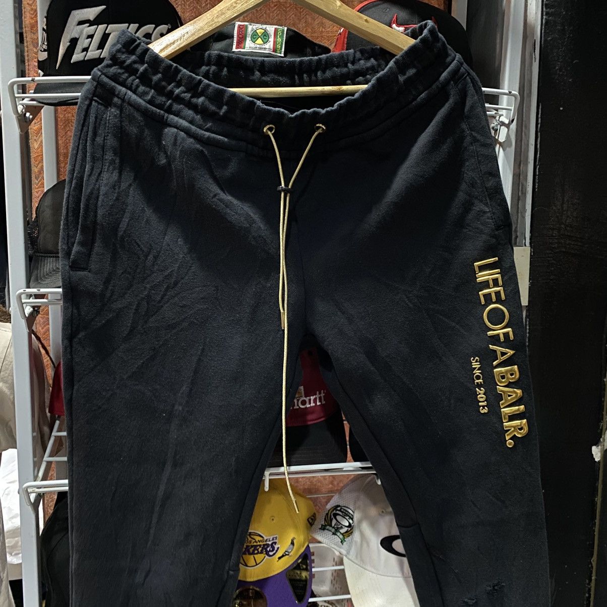 BAL BALR. Black Sweatpants - "LIFE OF A BALR." Gold Logo Joggers Size US 32 / EU 48 - 3 Thumbnail