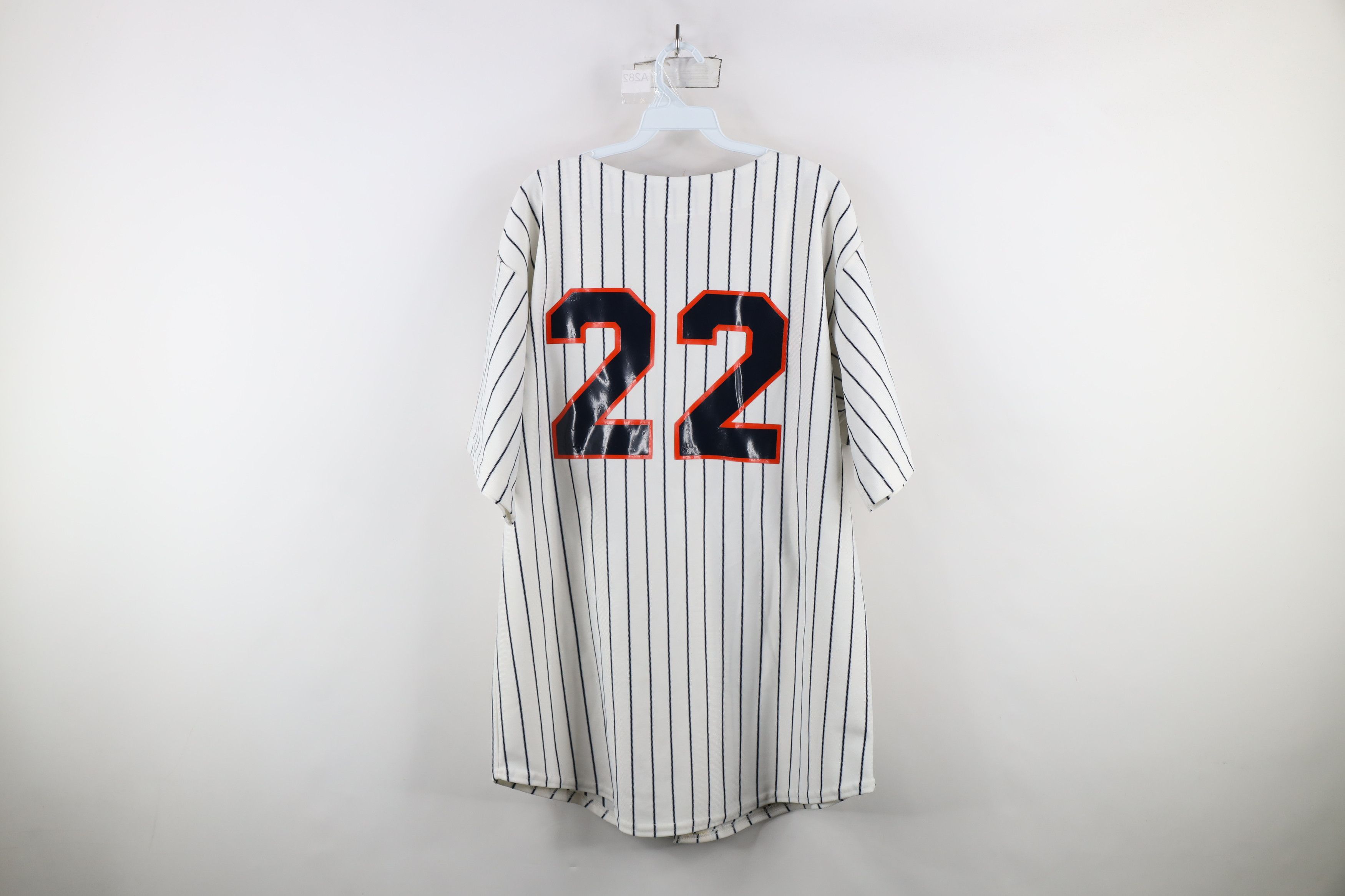Vintage Vintage 90s Streetwear Pinstriped Baseball Jersey White USA Size US XL / EU 56 / 4 - 11 Thumbnail