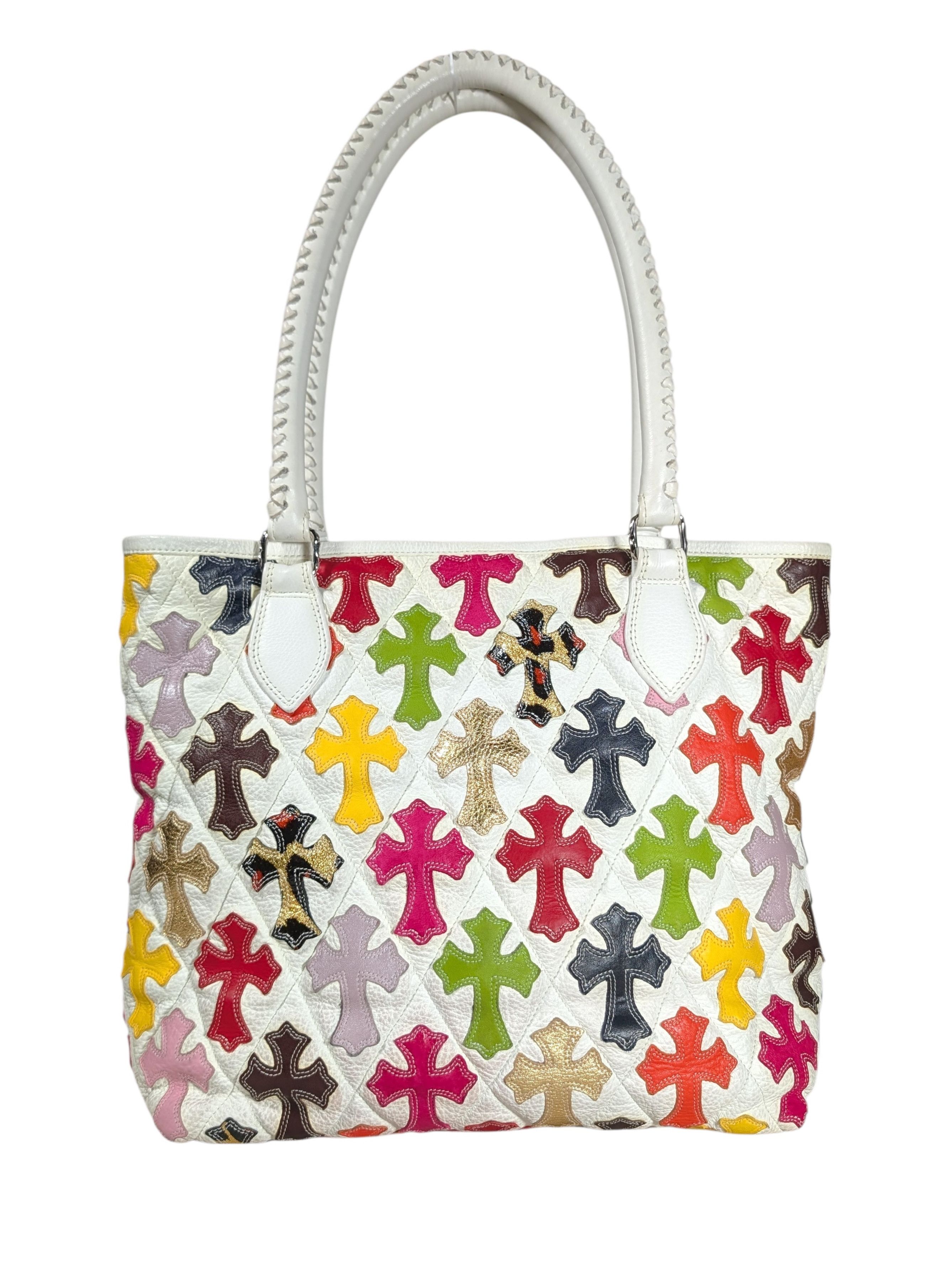 Chrome Hearts CH Multicolor Cross Patch Tote White Leather FS Tote Bag Size ONE SIZE - 3 Thumbnail