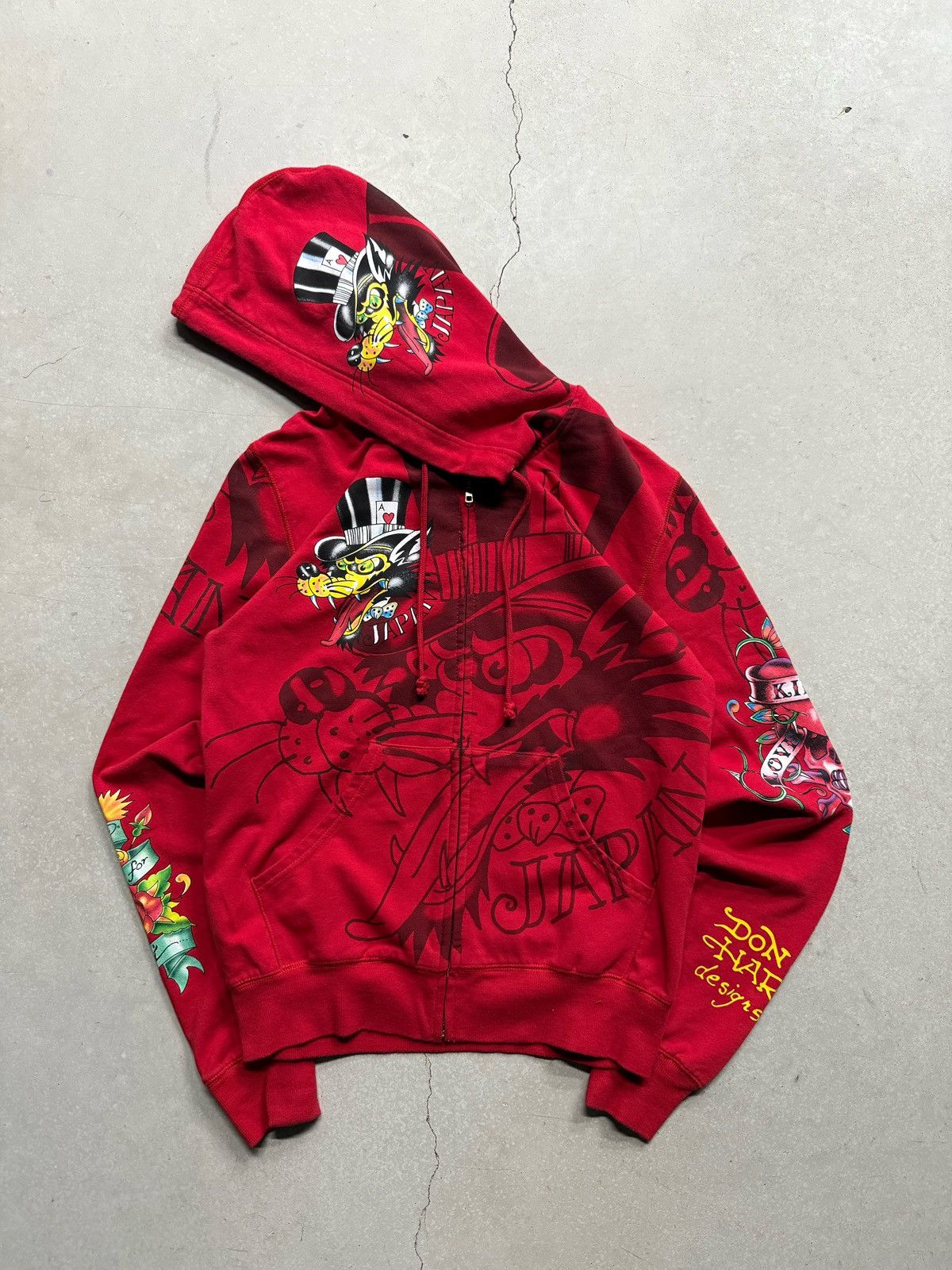 Vintage Y2K Ed Hardy AOP Japan Zip-up