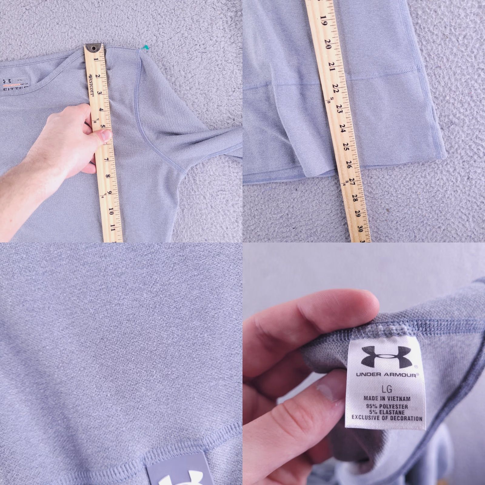 Under Armour Under Armour Shirt Womens Large Gray Long Sleeve Running Fitted Thumb Holes Size L / US 10 / IT 46 - 8 Thumbnail