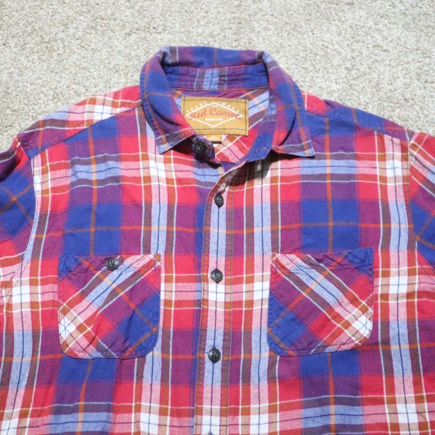 Camel Red Camel Shirt - Western Plaid Long Sleeve Button-Up with Pockets, Multicolor, Size L, Mens Size US L / EU 52-54 / 3 - 2 Thumbnail