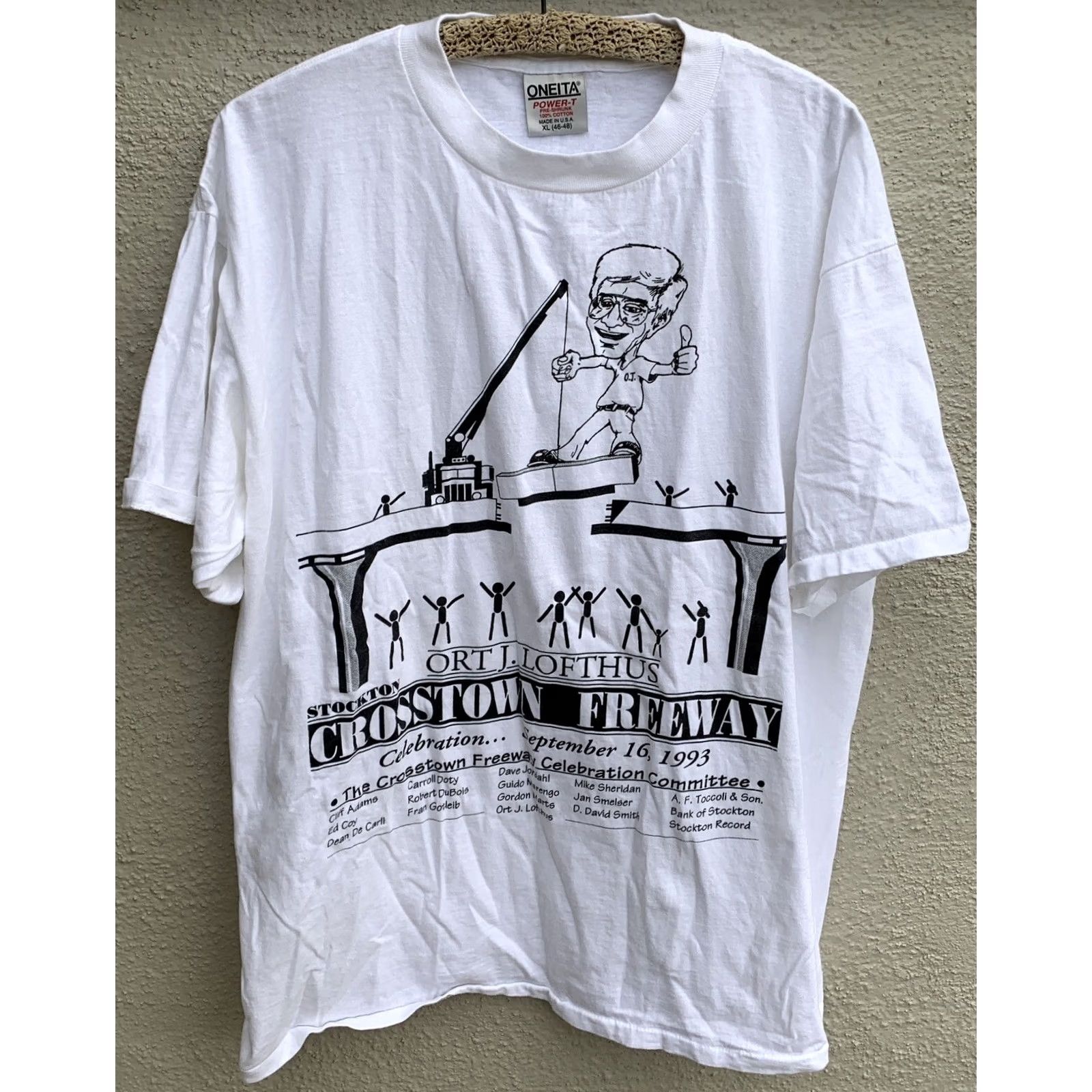 Vintage VINTAGE Oneita Shirt XL White 90s California Crosstown Freeway Celebration T Shirt Mens Size US XL / EU 56 / 4 - 3 Thumbnail