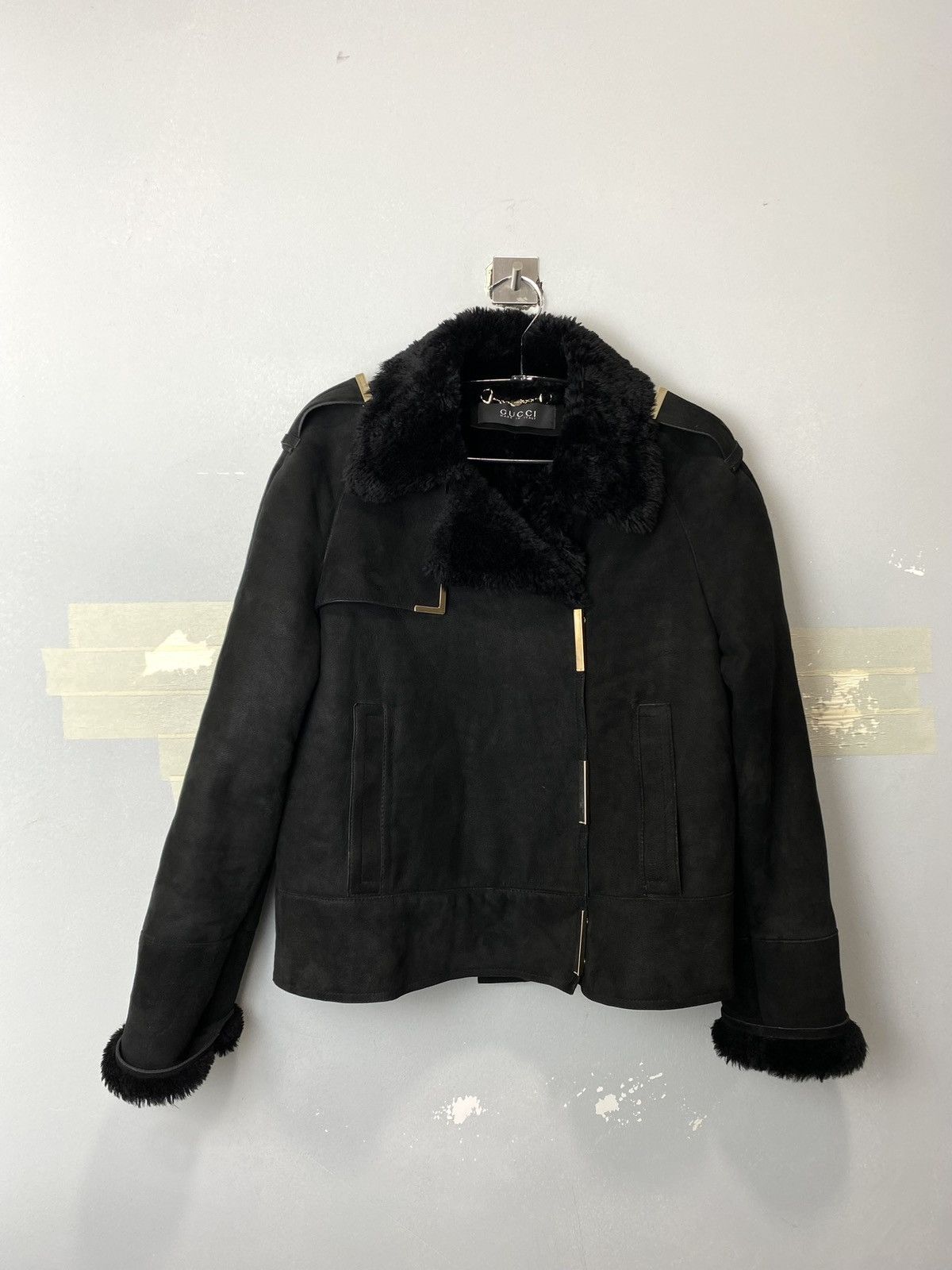 Rare! Vintage Gucci Suede Leather Jacket Fur Shearling