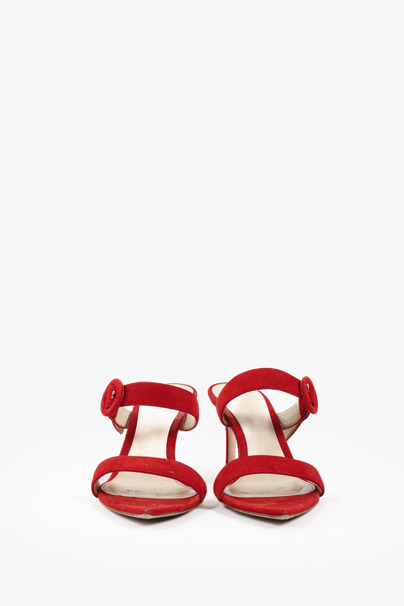 Gianvito Rossi Gianvito Rossi Red Chamois Suede Heel Sandals Size US 6.5 / IT 36.5 - 2 Thumbnail