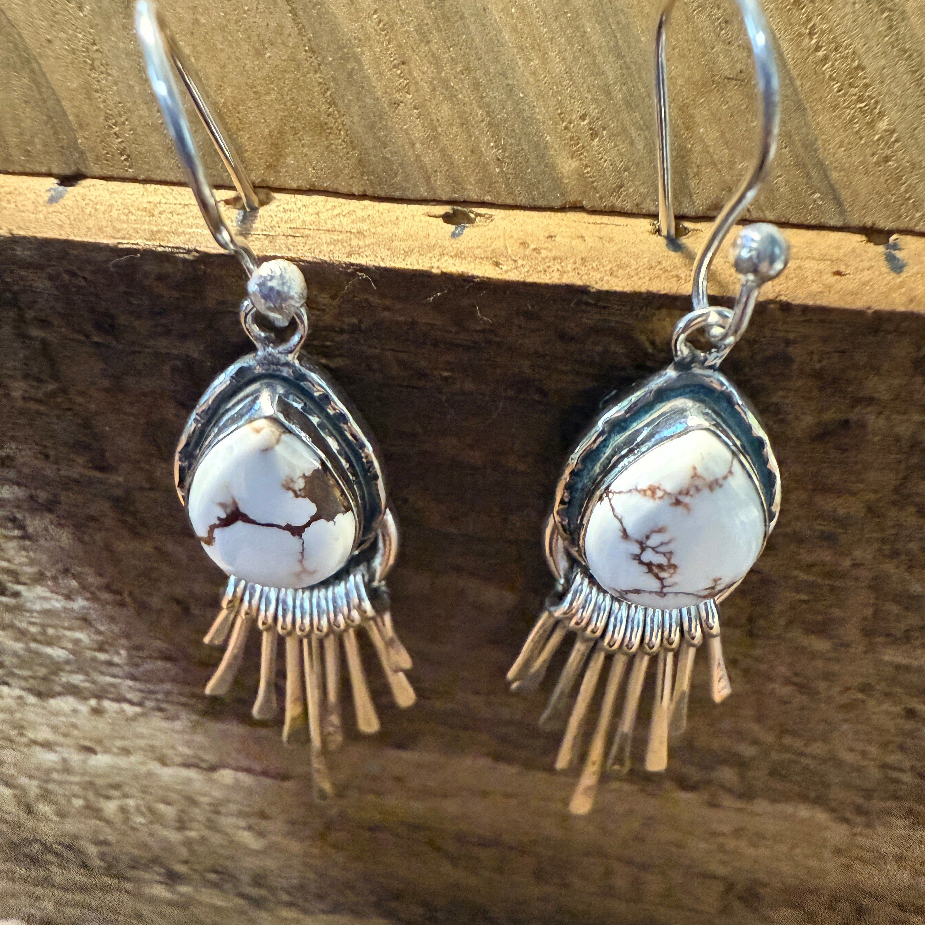 Other Wild Horse Dahlia Turquoise Silver Dangle Earrings 2.7In Size ONE SIZE - 2 Thumbnail