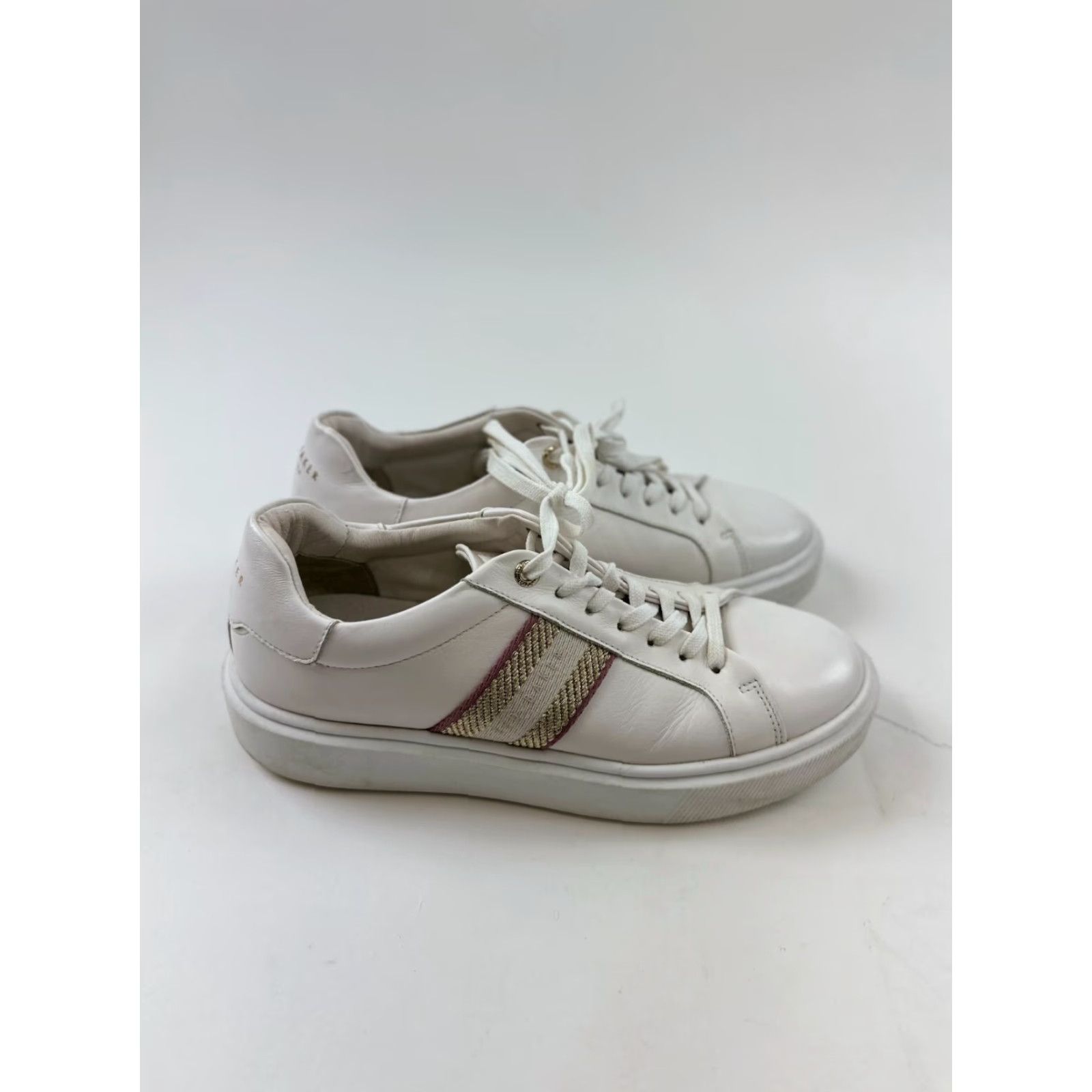 Ted Baker Ted Baker Sneakers Womens US 8.5 EU 39 White Metallic Detail Webbing Trainers Shoes Casual Size US 9 / IT 39 - 3 Thumbnail