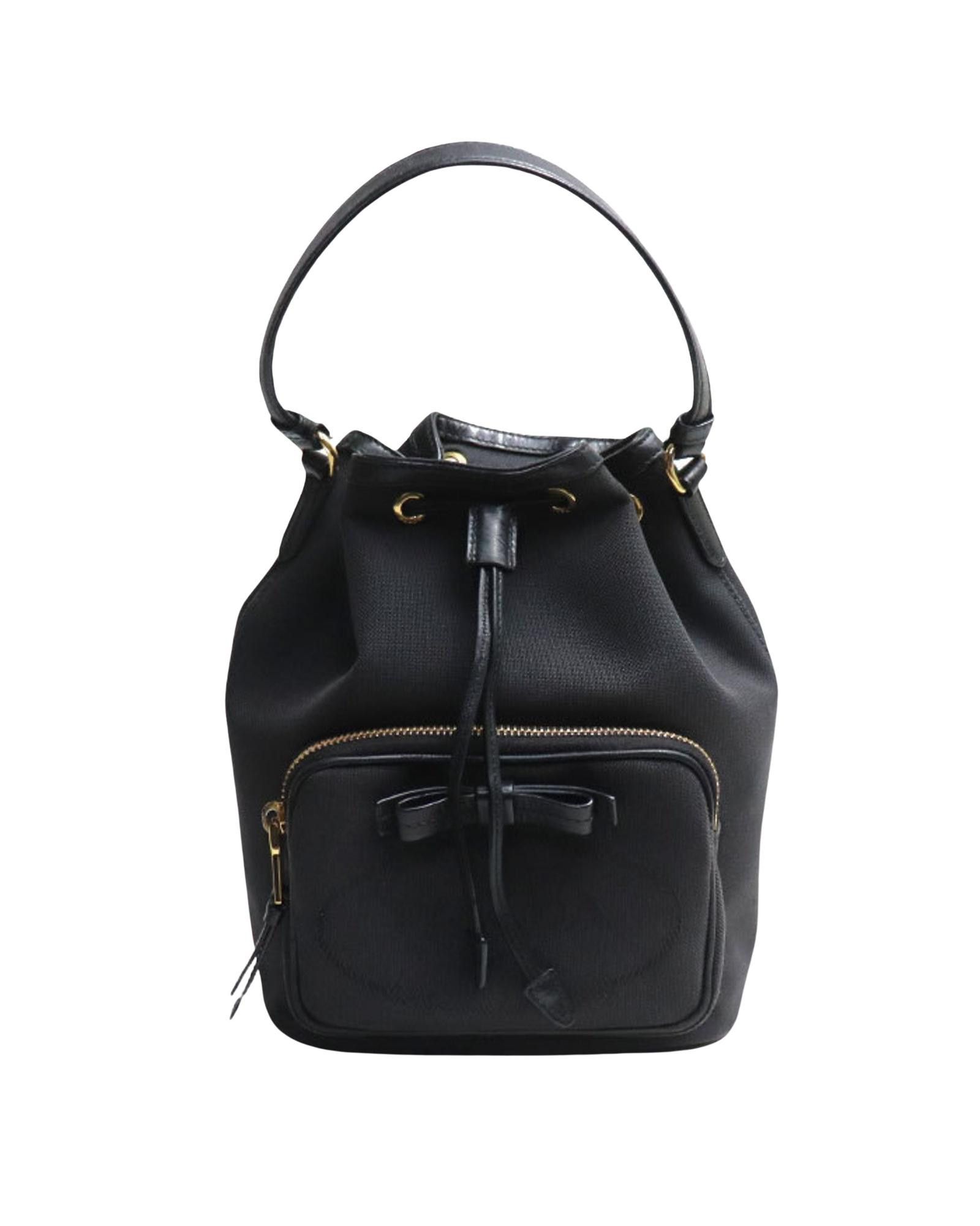 image of Prada Modern Black Bucket Bag With Sustainable Materials, Women's