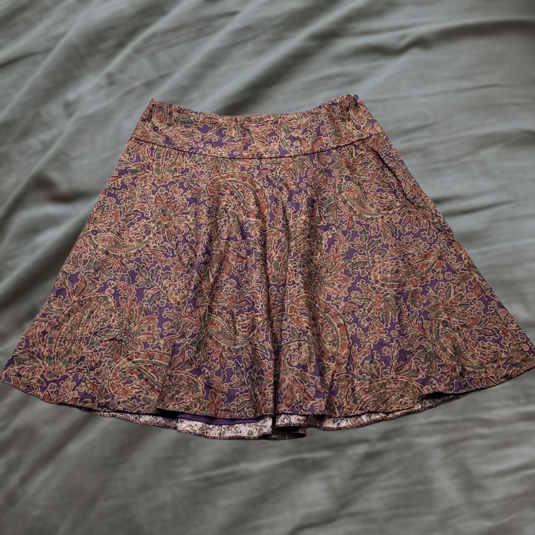 Vintage American Living Skirt Womens 10 A-Line Paisley Multi Cotton Lined Side Zipper 27" Length XS? Size 32" / US 10 / IT 46 - 1 Thumbnail
