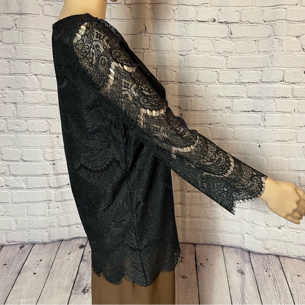 Adrianna Papell Adrianna Papell Black Lace 3/4 Sleeve Blouse Size S Size S / US 4 / IT 40 - 3 Thumbnail