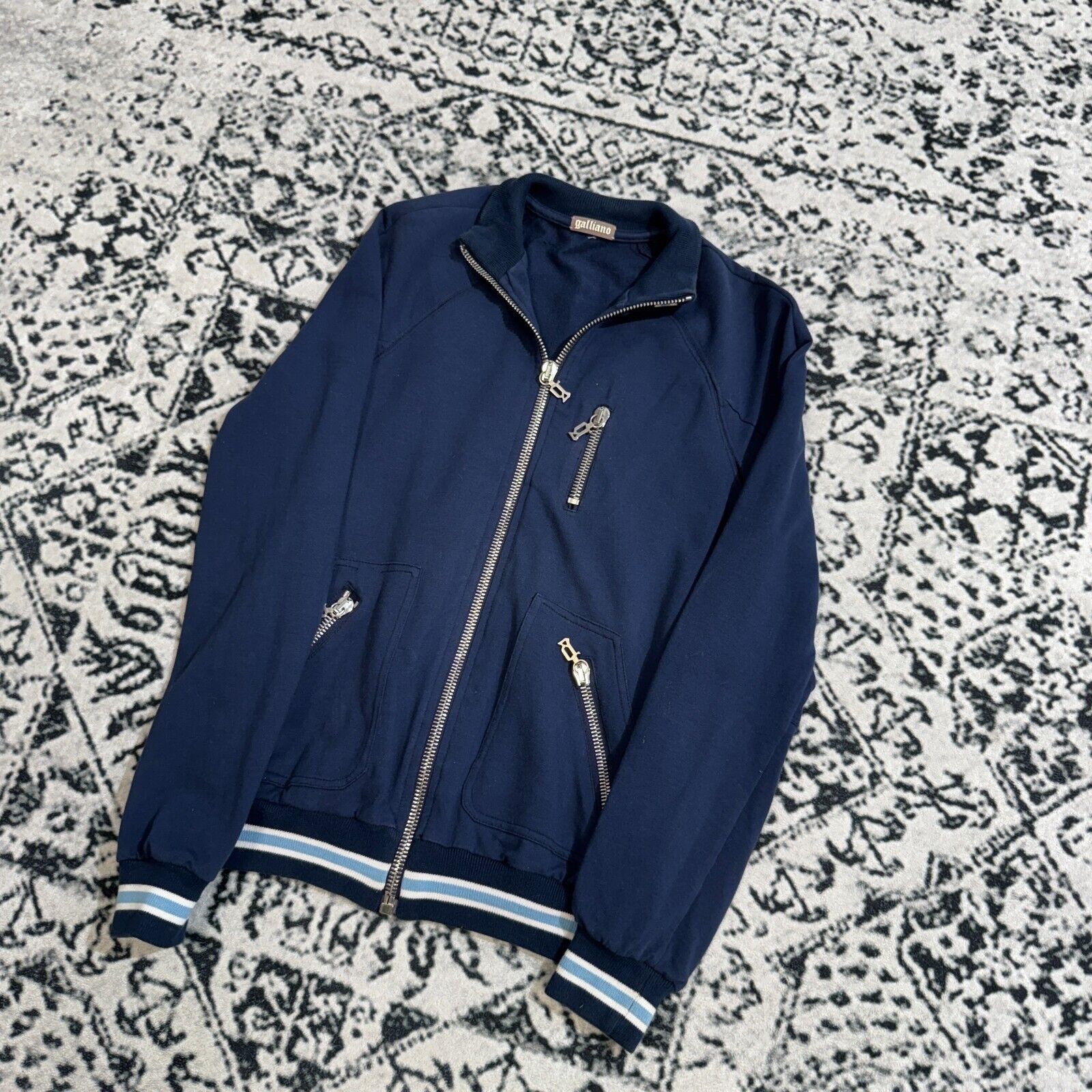 John Galliano × Vintage Vintage Galliano Navy Cotton Bomber Jacket Size XXS Y2K 90s Size US XXS / EU 40 - 9 Thumbnail