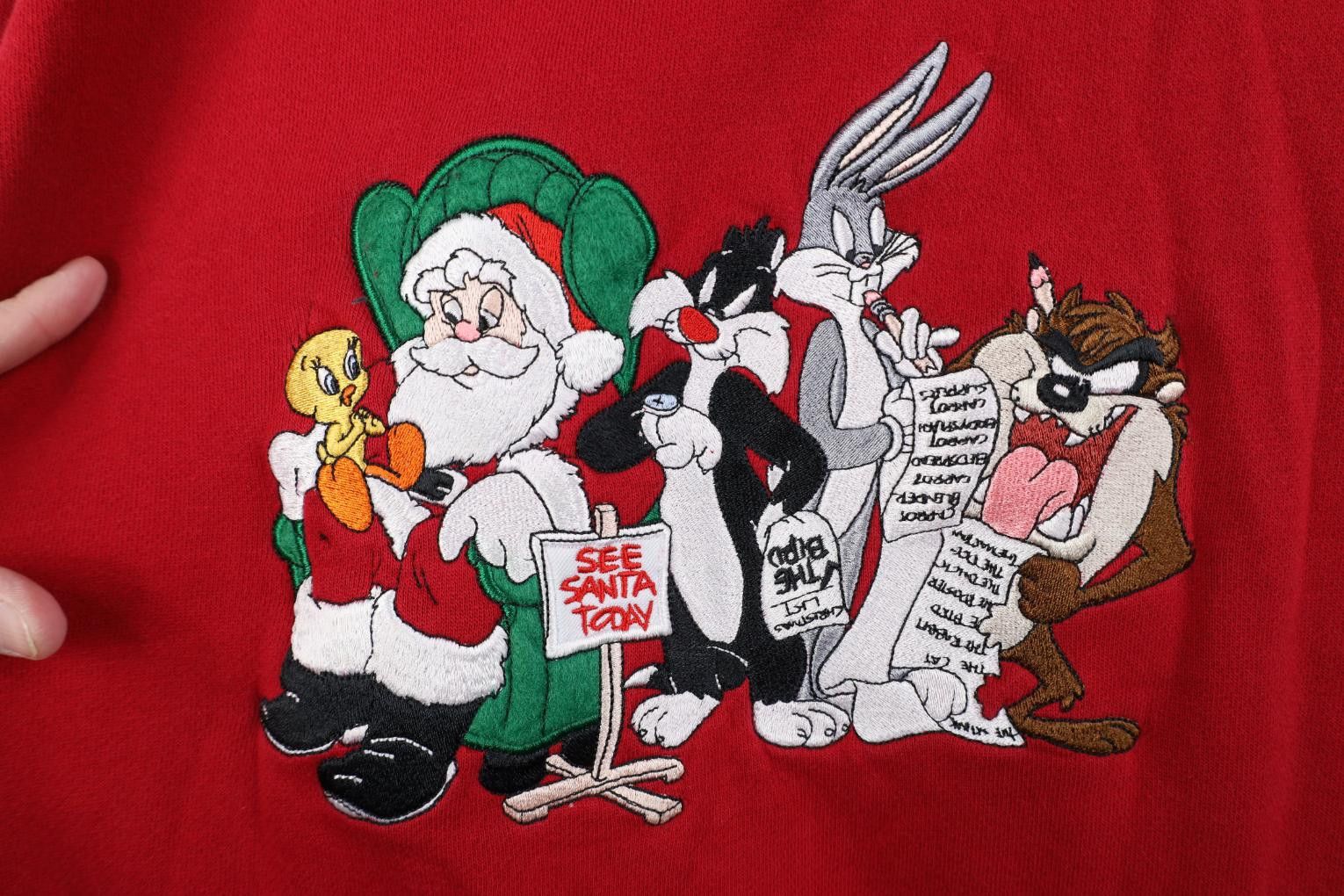 Vintage Vintage 90s Looney Tunes Christmas Santa Claus Sweatshirt Size M / US 6-8 / IT 42-44 - 4 Thumbnail