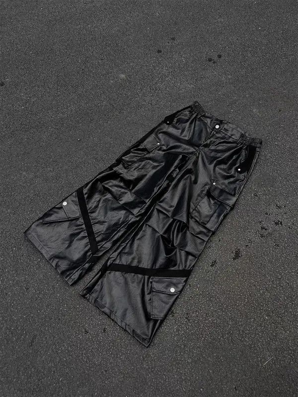 Japanese Brand Masumi x Aida High Street Hip Hop Wide Leg Leather Pants Size US 34 / EU 50 - 1 Thumbnail