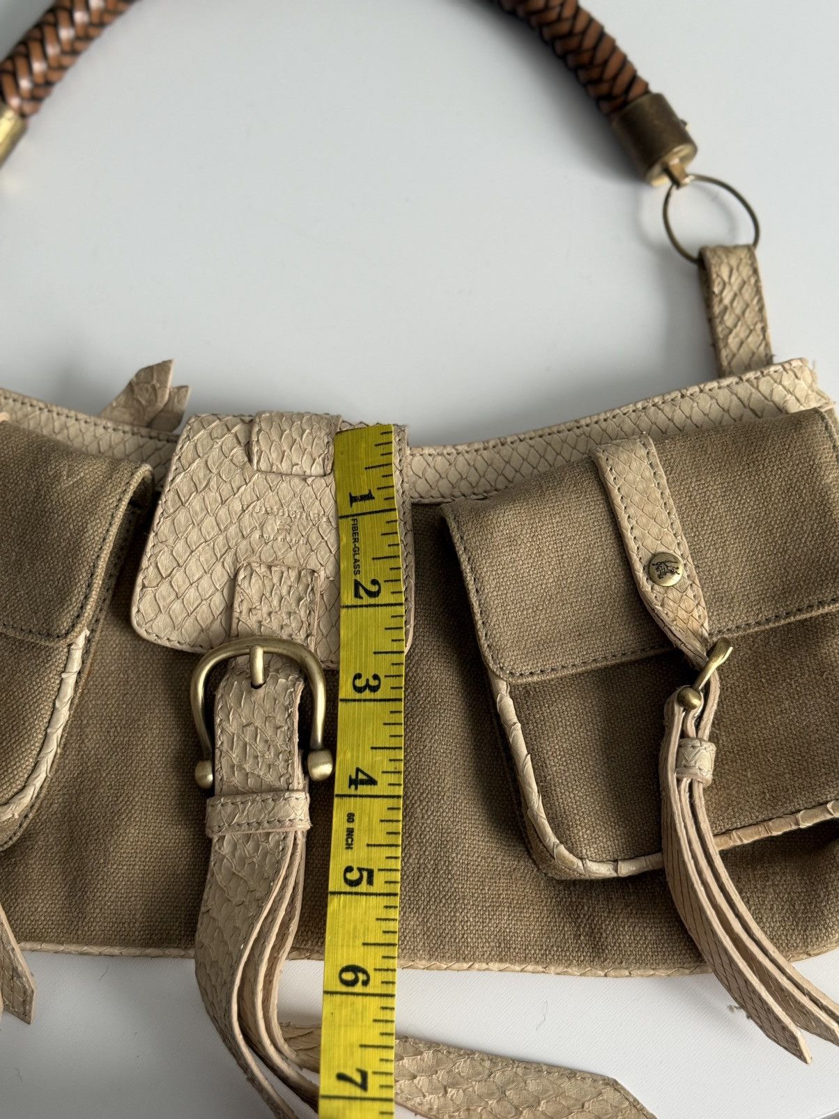 Burberry Prorsum Burberry Prorsum Python-Style Leather Canvas Shoulder Bag Size ONE SIZE - 16 Thumbnail