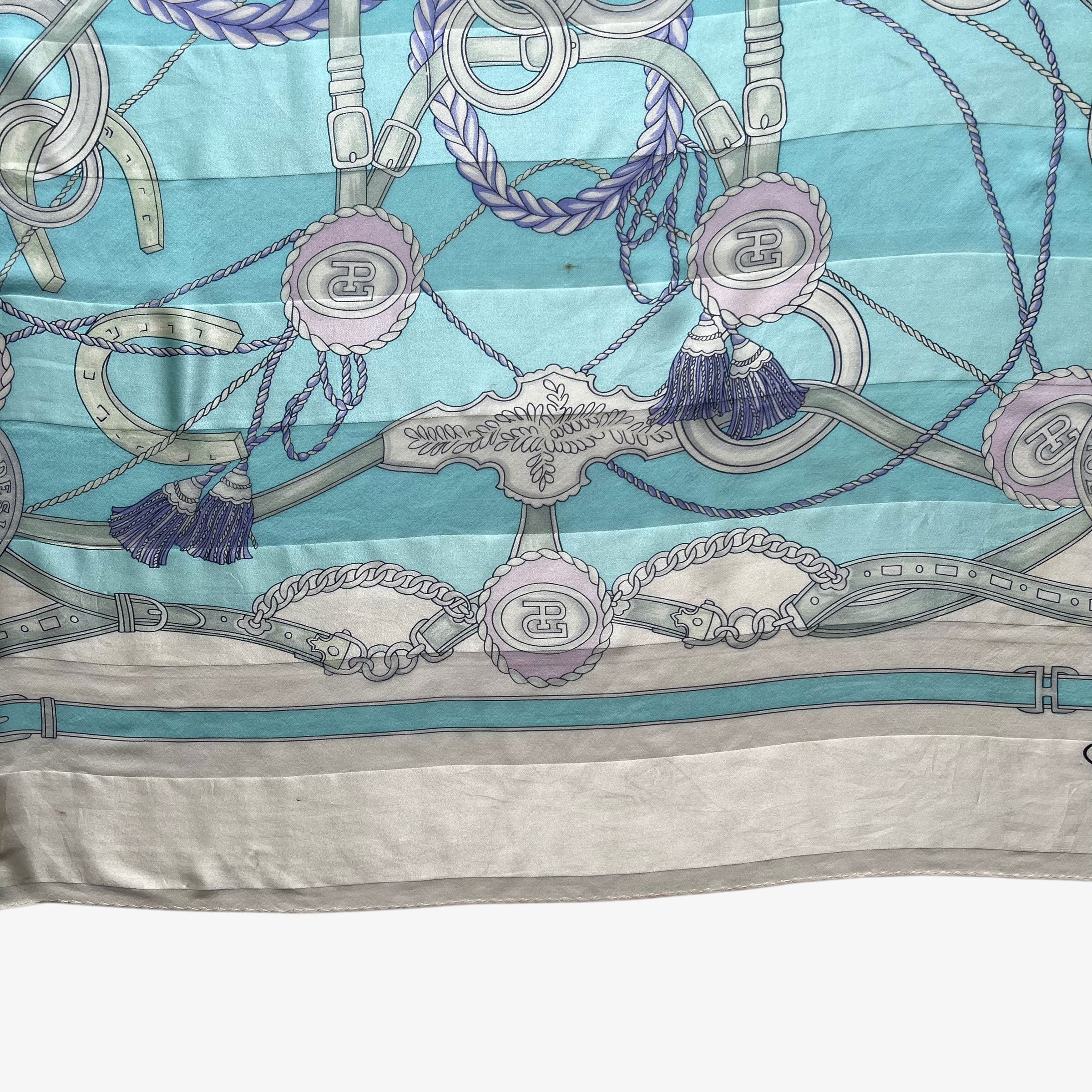Paolo Gucci Vintage 80s Paolo Gucci Jewel & Equestrian Print Silk Scarf Size ONE SIZE - 5 Thumbnail
