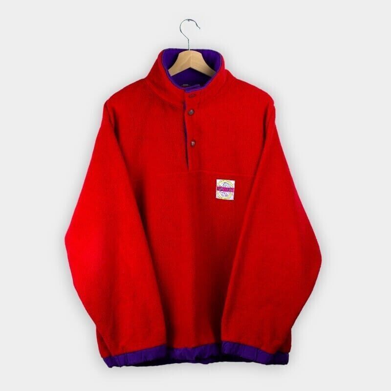 Vintage Marwin Sports Fleece Pullover Red 1/4 Mens XL 90's