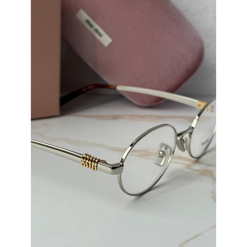 Miu Miu NEW Miu Miu MU50ZS Silver Oval Eyeglasses Frames $518 Size ONE SIZE - 6 Thumbnail