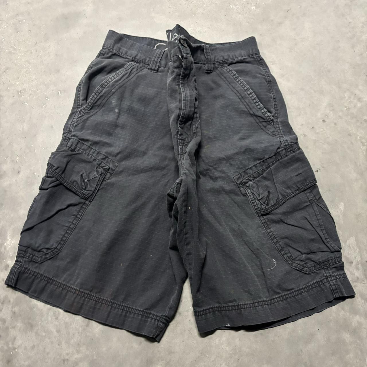 Calvin Klein × Vintage Crazy Vintage Y2K/2000s Baggy Faded Black Calvin Klein Skater Cargo Shorts! Size US 36 / EU 52 - 1 Thumbnail