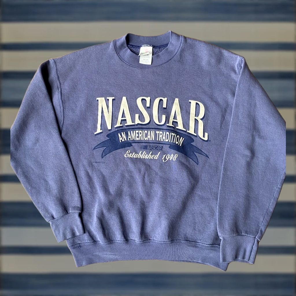 Fruit Of The Loom VINTAGE Nascar Crewneck Sweatshirt M Blue Fruit of the Loom Logo Graphic Print 90s Racing Mens Pullover Size US M / EU 48-50 / 2 - 1 Thumbnail