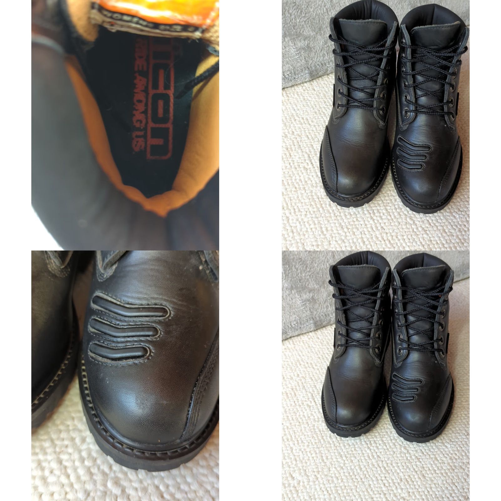 Vintage Icon 1000 Womens Boots Black Leather Ankle Round Toe Lace Up Motorcycle Gothic Grunge 5 US Womens Shoes Size 27" / US 4 / IT 40 - 8 Thumbnail