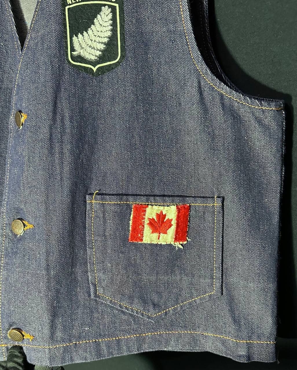 Handmade × Vintage Denim Vest Jean Jacket Sleeve gilet handmade patches country Size US L / EU 52-54 / 3 - 6 Thumbnail