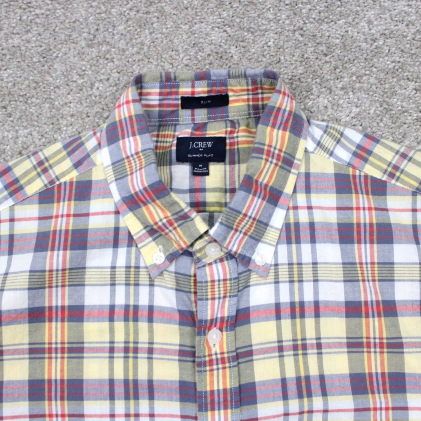 J.Crew J.CREW Slim Fit Plaid Shirt Mens Medium Red Blue Yellow Button-Down L/S Cotton Shirt Size US M / EU 48-50 / 2 - 6 Thumbnail