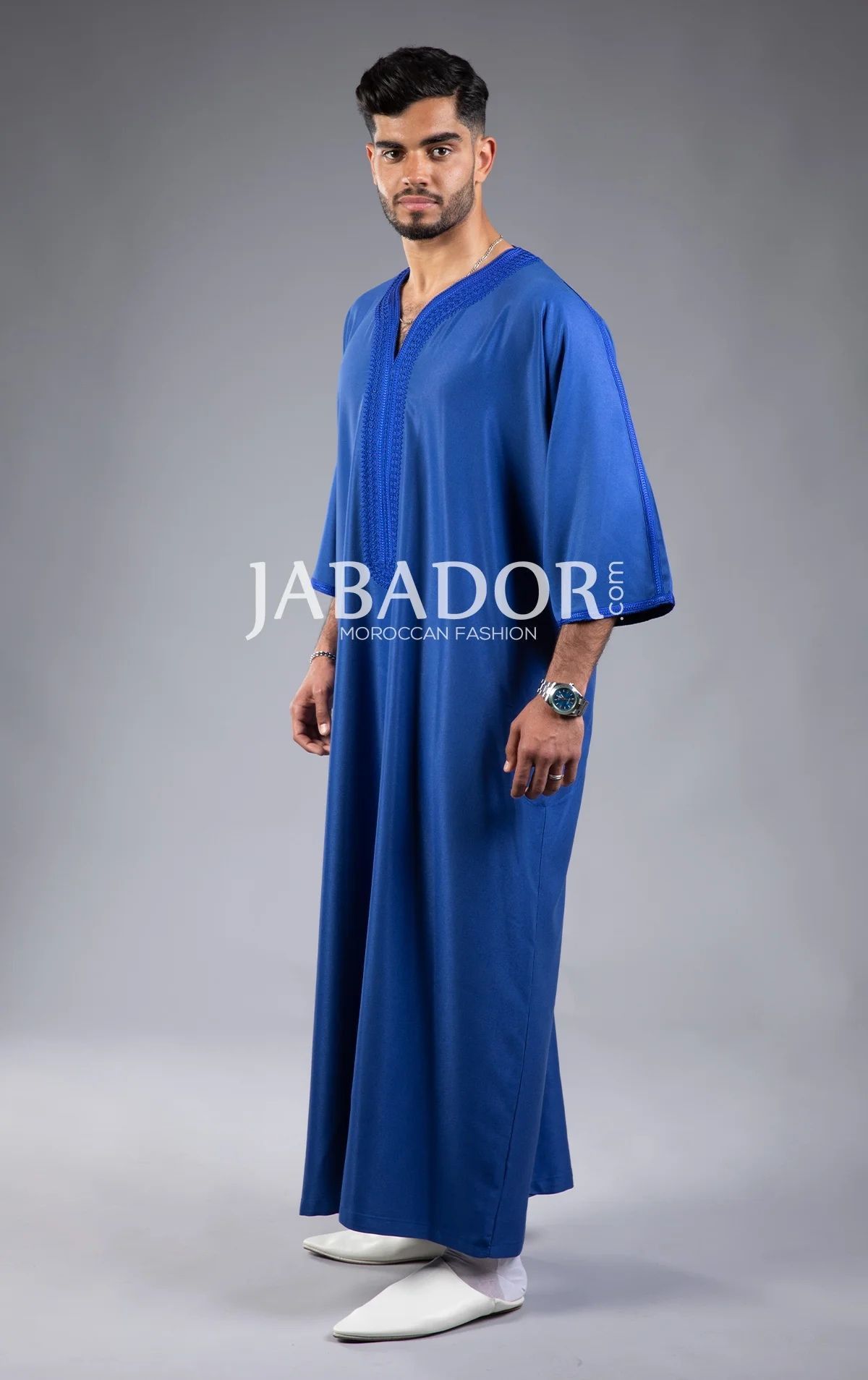 Other Moroccan caftan long Gandoura Bleu Roi Size US L / EU 52-54 / 3 - 1 Thumbnail