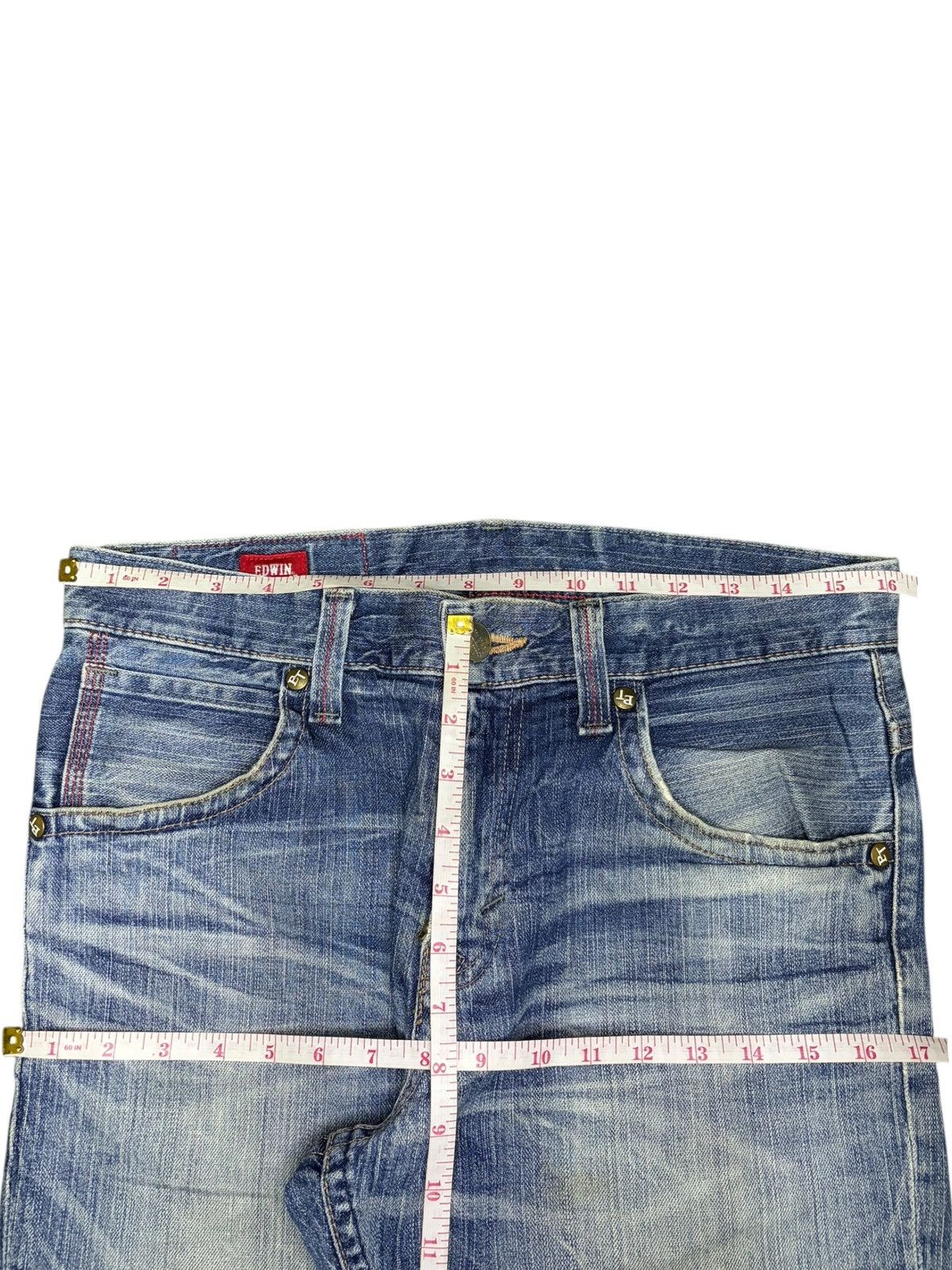 Edwin Vintage Edwin Blue Tripe Faded Wash Distress Loose Jeans Size US 32 / EU 48 - 6 Thumbnail