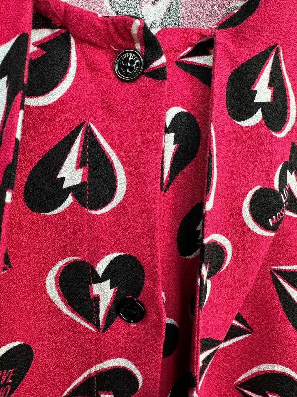 Love Moschino Love Moschino Shirt Allover Thunder Hearts Tie-Neck Collar Size S / US 4 / IT 40 - 11 Thumbnail