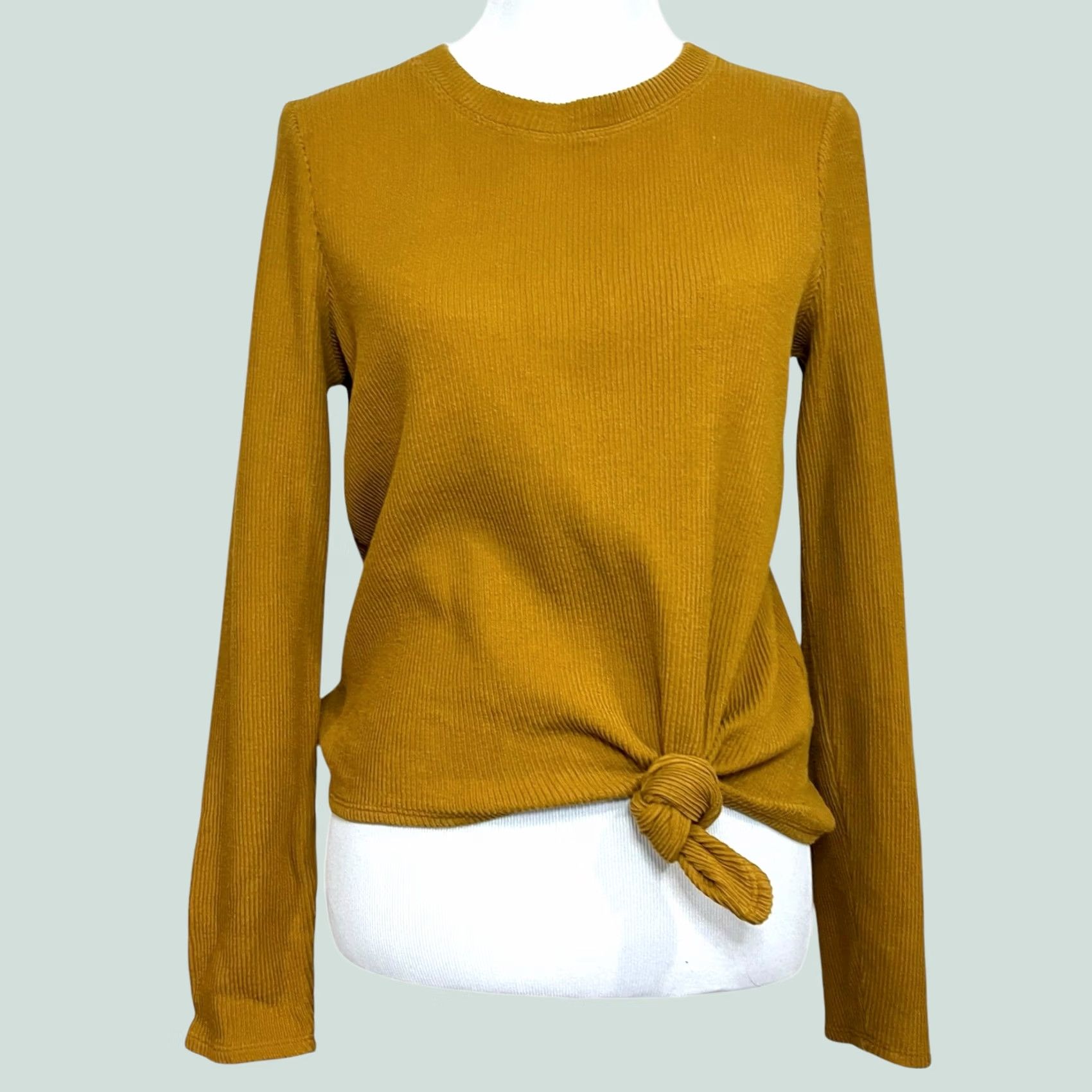 Madewell Madewell Texture & Thread Knot-Front Top Egyptian Gold Long Sleeve Sz M T-Shirt Women Modern Knit Knitwear Rolling Tie-Front? Size M / US 6-8 / IT 42-44 - 1 Thumbnail