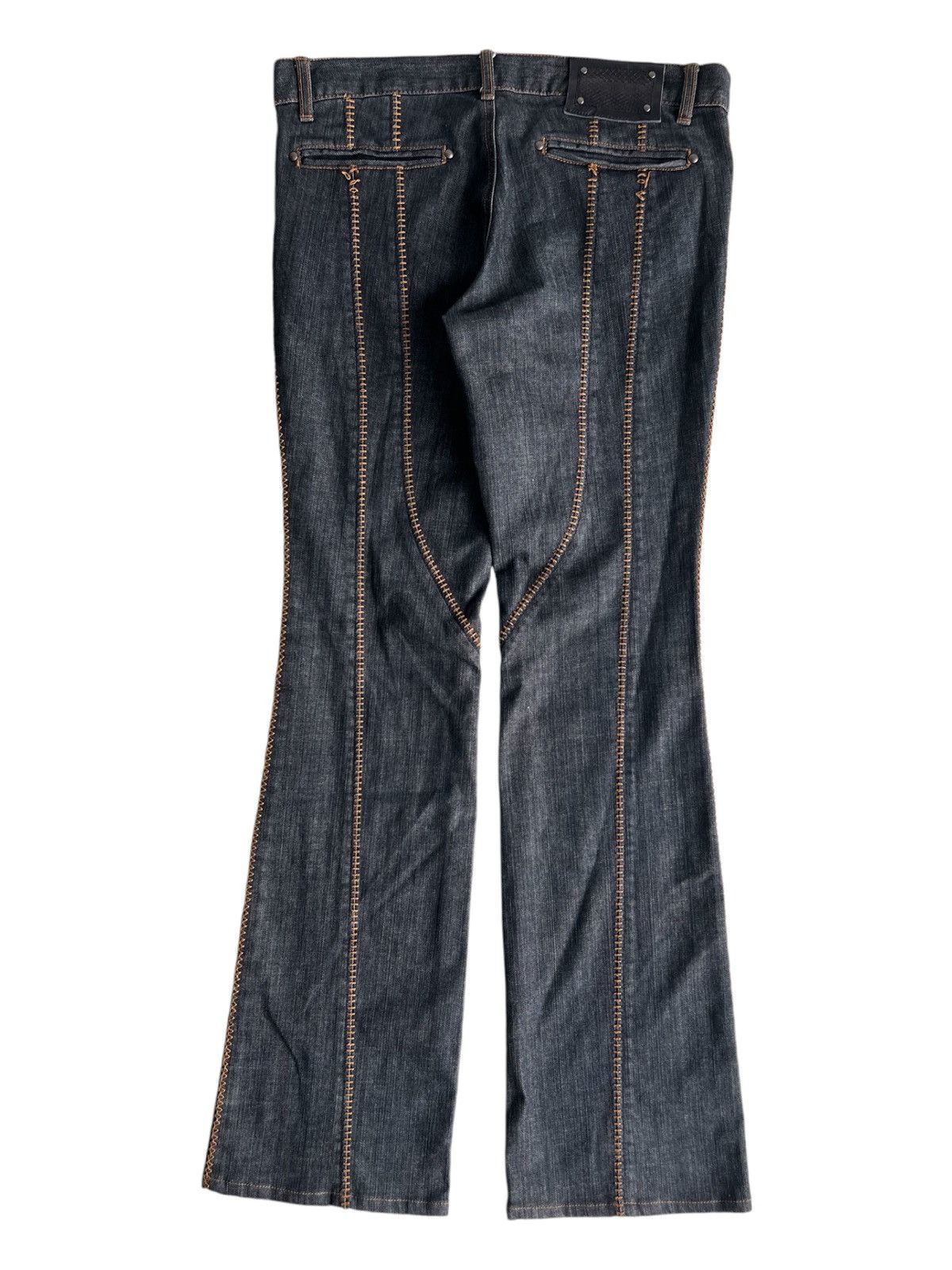 5351 POUR LES HOMMES Y2K 5351 Pour Les Hommes Big Flare Hem Stitching Denim Jeans Size US 34 / EU 50 - 2 Thumbnail