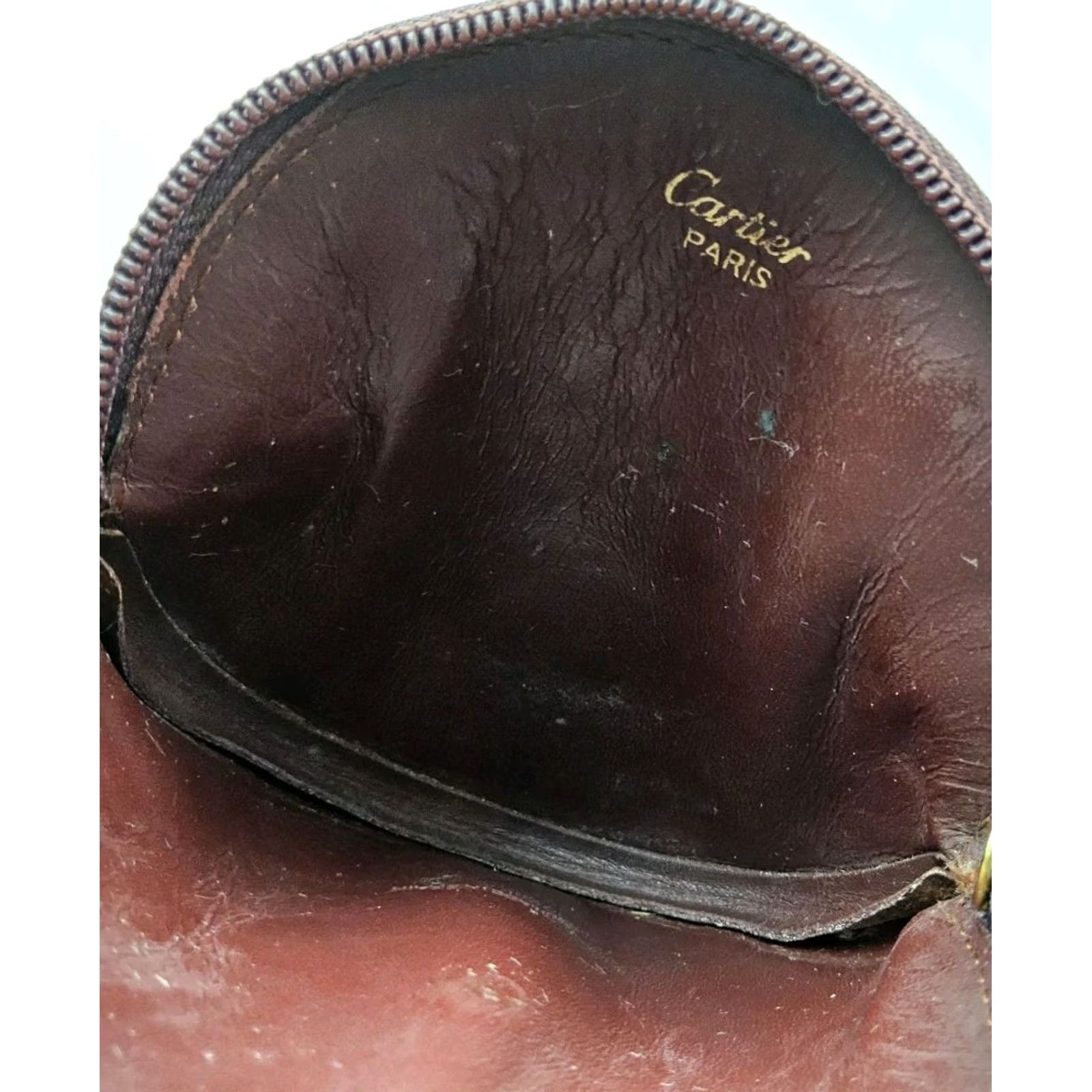 Cartier Cartier Leather Pouch Wallet Burgundy Women Circle Coin Bag Leather Wallet Size ONE SIZE - 4 Thumbnail